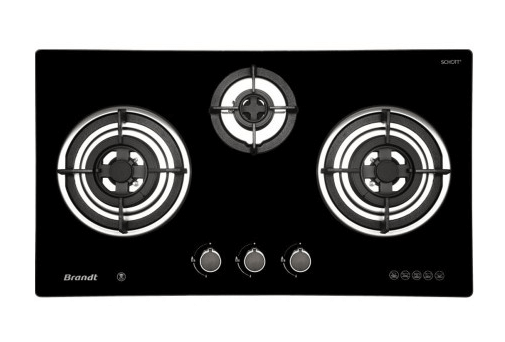 Brandt TG9905BBL 3 Burner Gas Stove Top - High Efficiency Stainless Steel Cooktop for Home Kitchen | Perfect for Boiling, Frying & Simmering