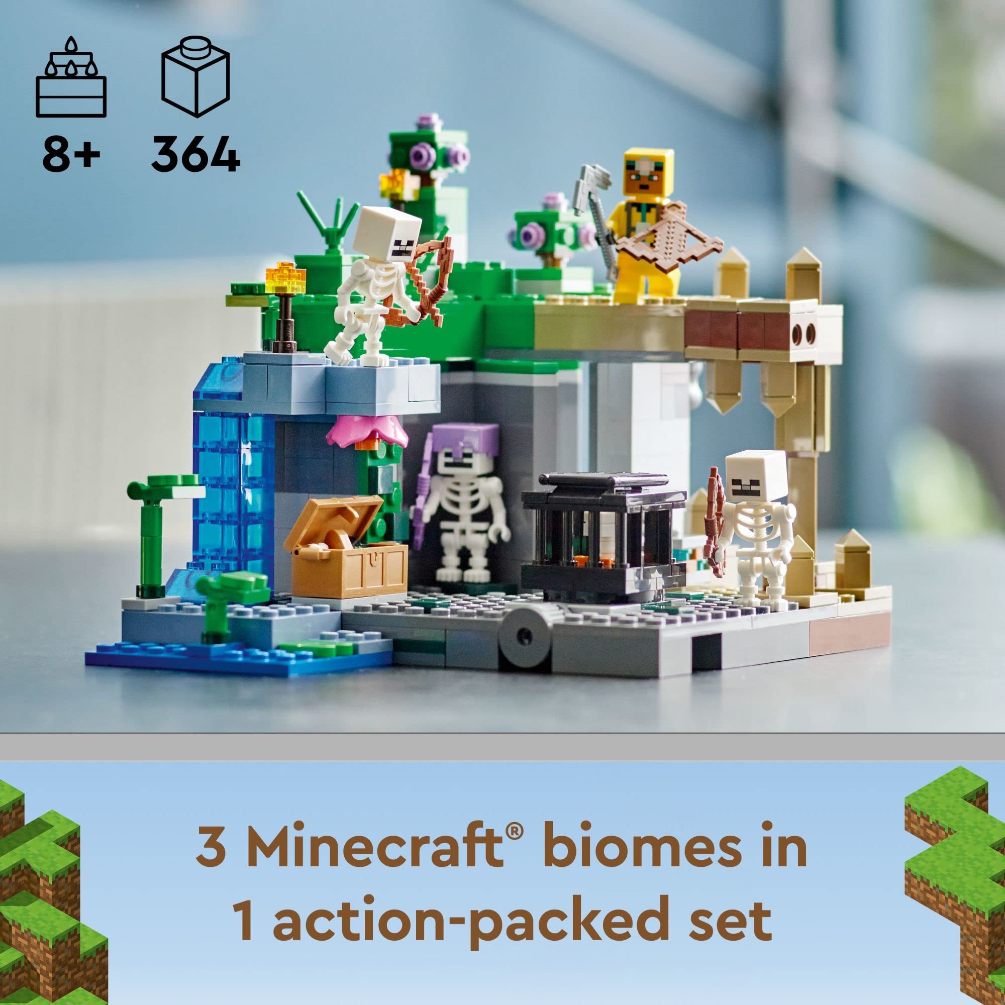 LEGO Minecraft The Skeleton Dungeon Building Set 21189 - Creative Construction Toy for Kids Ages 8+ | Build 3 Minecraft Biomes | Perfect Gift for Boys & Girls | STEM Learning & Adventure Play