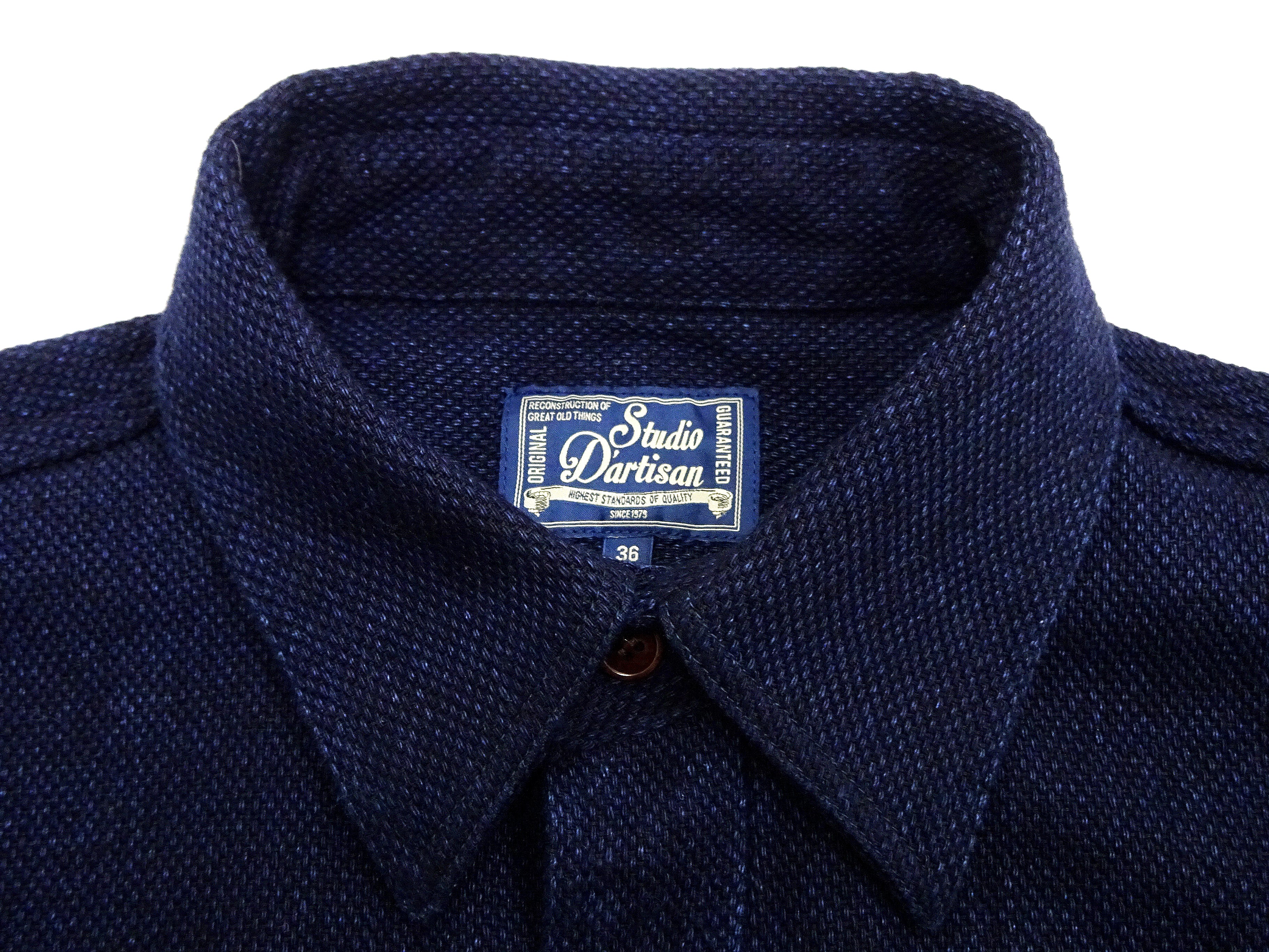 Studio D'artisan Indigo Sashiko Shirt SDA-5713 - Men's Casual Long Sleeve Button Up Work Shirt in Dark Indigo - Perfect for Outdoor Activities, Workwear & Street Style Fashion