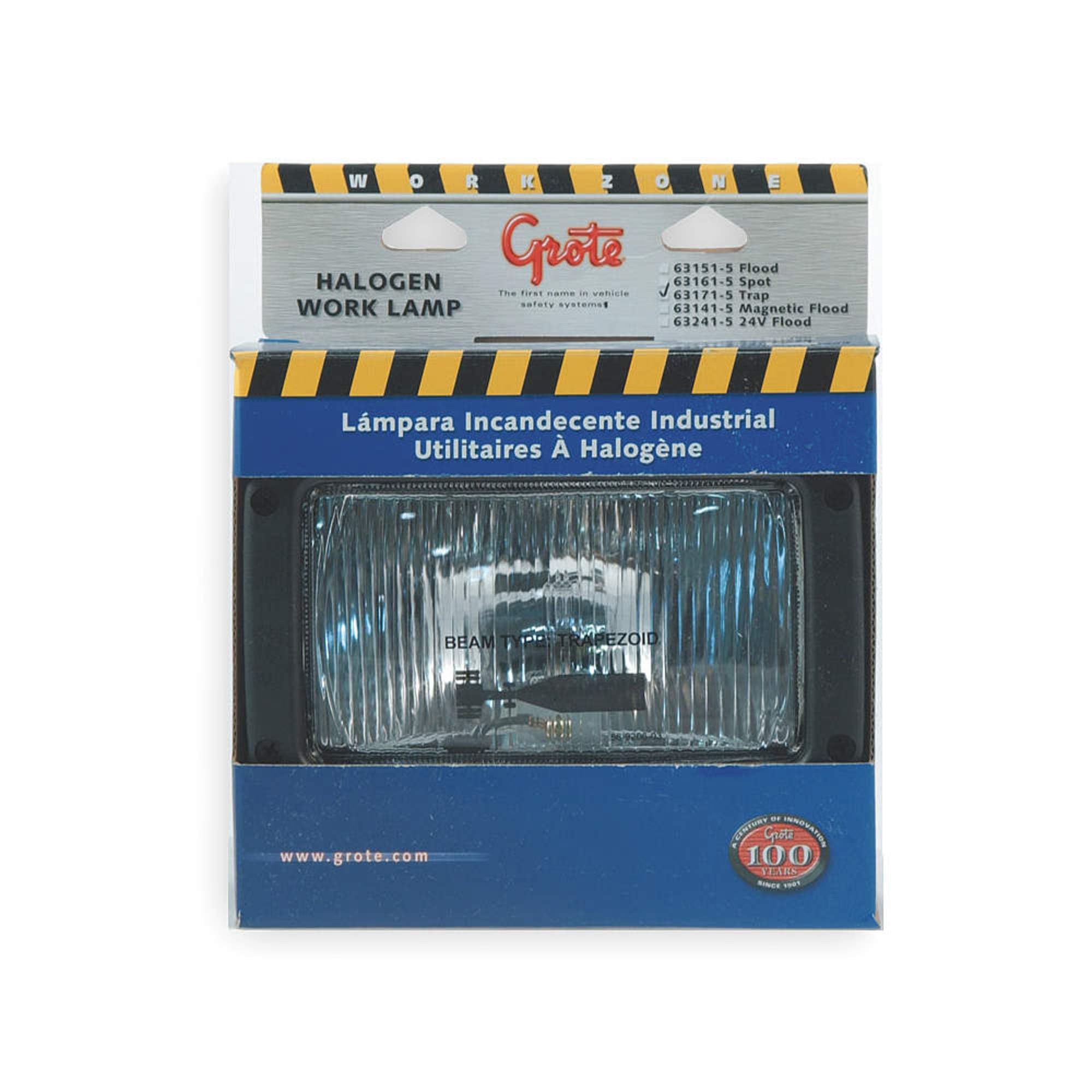 Grote 63171-5 Rectangular Halogen Work Light - 12V Heavy Duty Trapezoid Work Lamp for Trucks, Tractors & Construction Equipment - Perfect for Off-Roading, Farm & Industrial Lighting