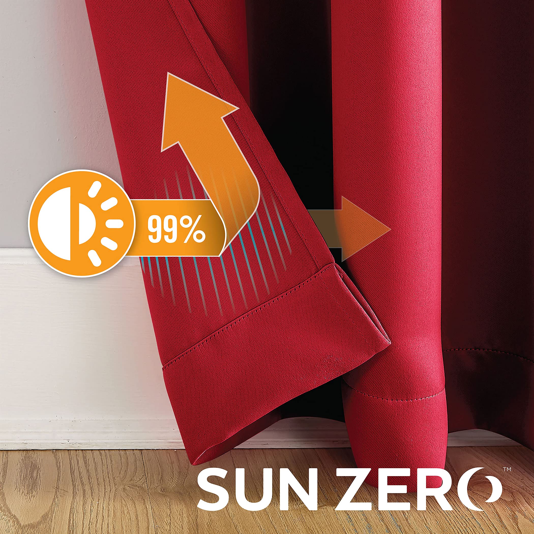 Sun Zero Soho 2-Pack Blackout Energy Efficient Grommet Curtain Panels, 54