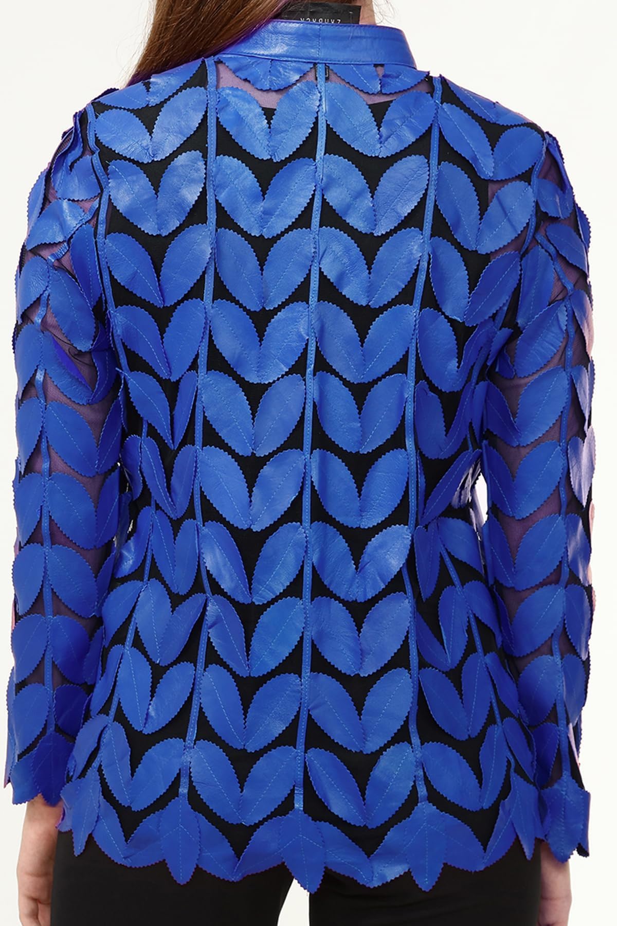 Handmade Leaf Leather Jacket for Women - Premium Vegan Leather Jacket with Unique Zamback Design | Perfect for Fall Fashion, Outdoor Adventures & Boho Style Outfits