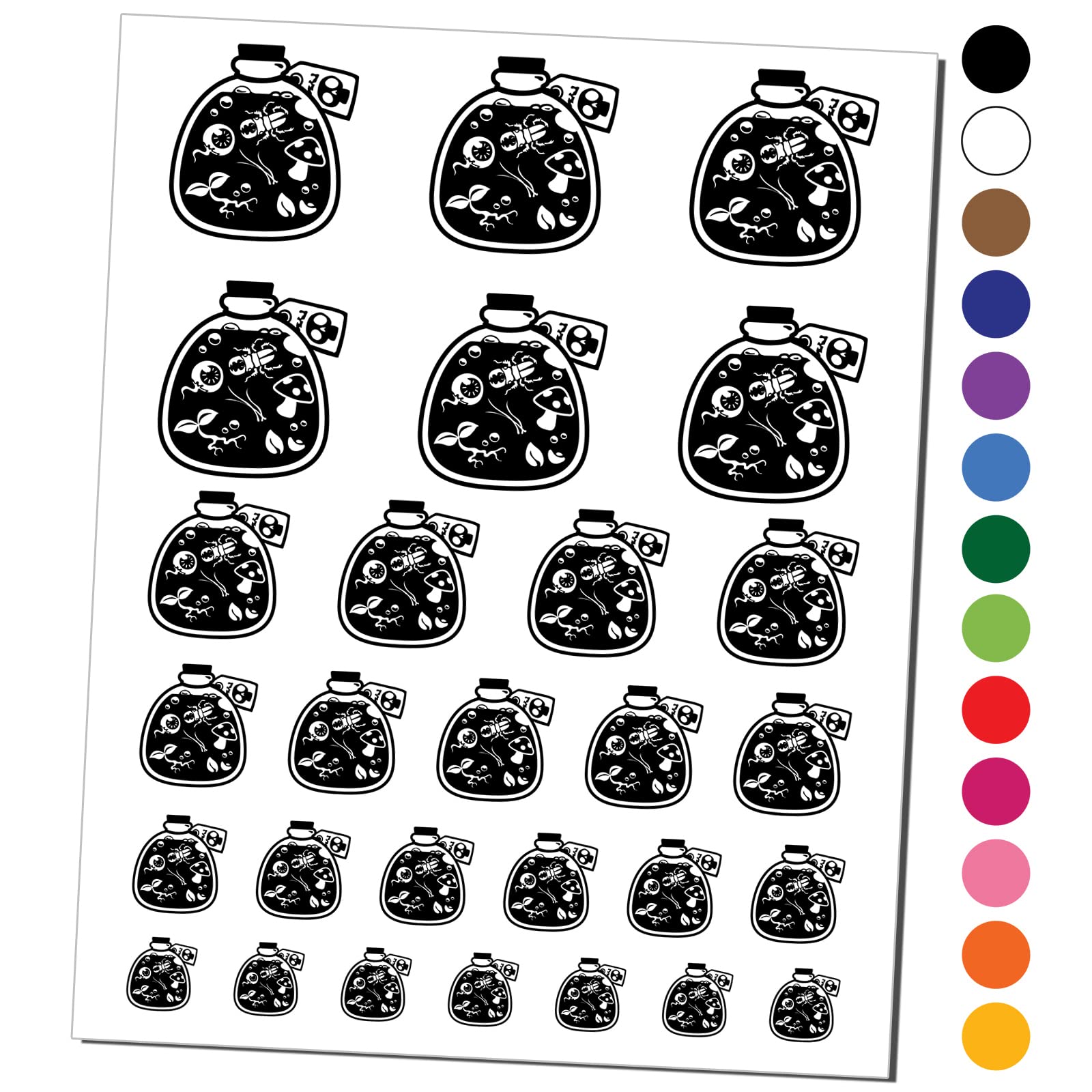 Witch Brew Poison Potion Halloween Temporary Tattoo Set - Waterproof Fake Body Art for Costume Parties, Cosplay & Spooky Events (Black, 1 Sheet)