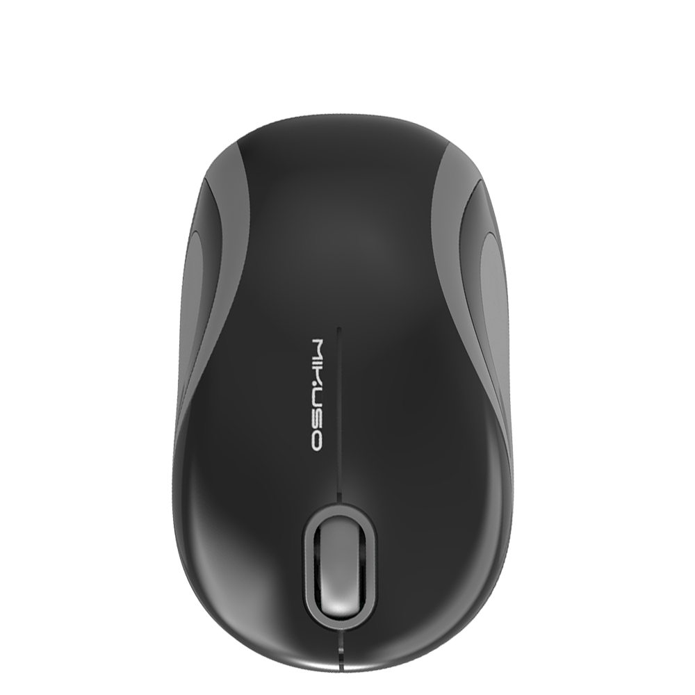 Mikuso 2.4G Wireless Ergonomic Mouse with Silent Click - Black/Grey (MOS W096 Pro BK/GRY) - Perfect for Office, Gaming & Home Use