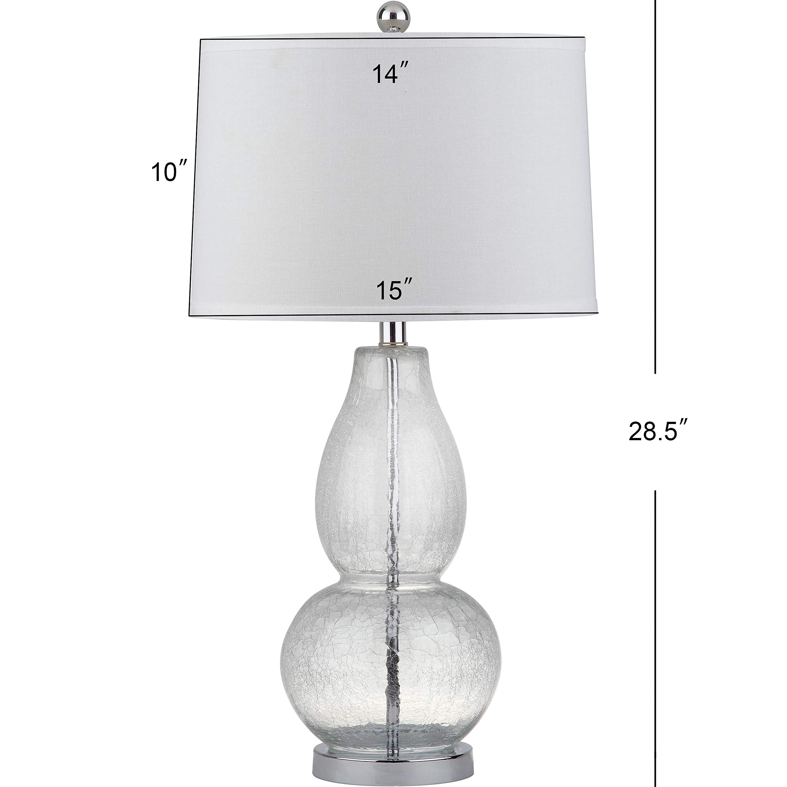 SAFAVIEH Lighting Mercurio Crackle Glass Double Gourd Table Lamp - 29 Inch Modern LED Desk Light for Bedroom, Living Room & Home Office (Bulbs Included) | Perfect for Nightstand, Reading Nook & Ambient Lighting