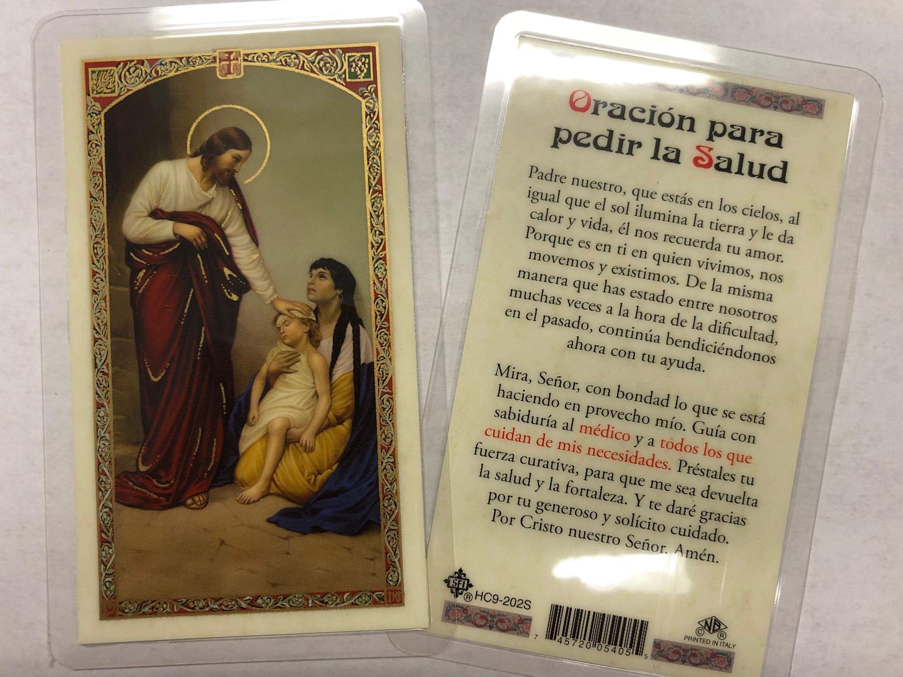 Set of 2 Holy Prayer Cards for Doctors - Spanish Doctor's Prayer (Oración para la Salud) - Perfect for Medical Offices, Hospitals & Gift Giving