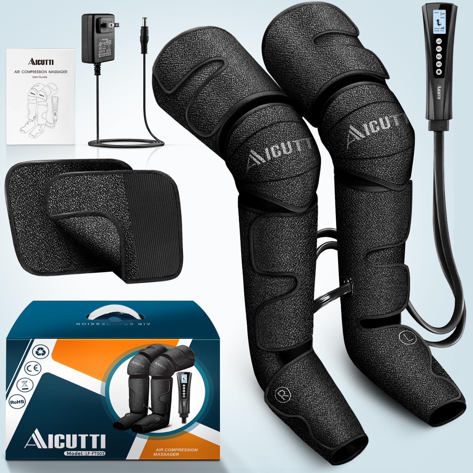 Air Compression Leg Massager with Heat Therapy - Foot, Calf, Knee & Thigh Pain Relief - Improves Blood Circulation - Perfect Gift for Women, Men, Parents (Mother's Day, Father's Day, Birthdays, Christmas) - Ideal for Home Use, Office Relaxation & Post-Workout Recovery