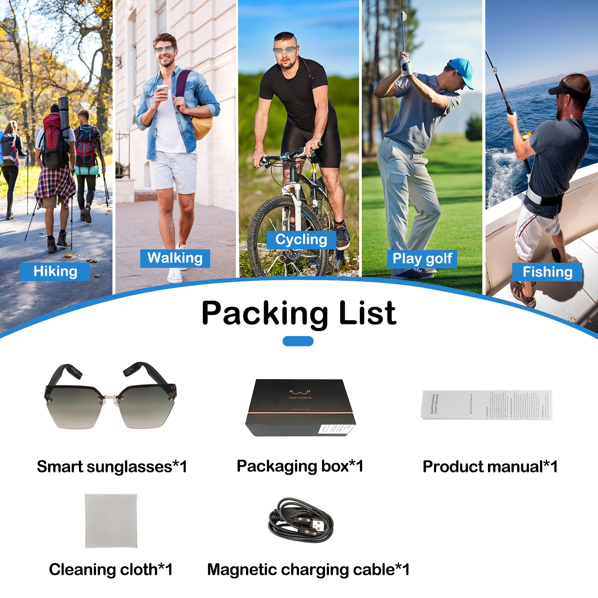 Smart Bluetooth Sunglasses with Frameless Gradient Lens - Wireless Audio Glasses with Bluetooth 5.0 & Voice Control for iPhone, Android - Hands-Free Music & Calls - Perfect for Running, Cycling & Outdoor Activities (Gradient Green)