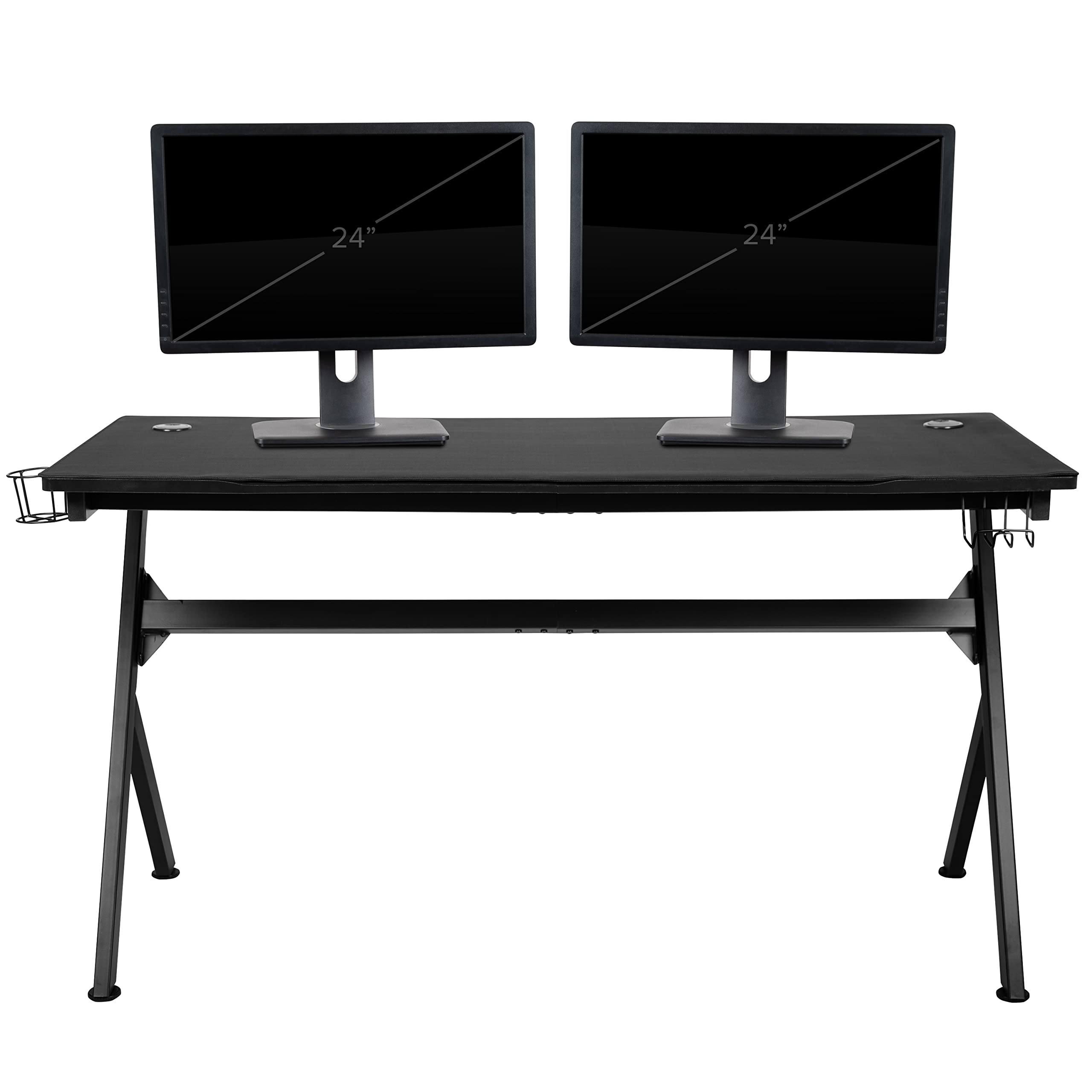 Flash Furniture Gaming Desk with Green & Black Racing Chair Set - Cup Holder, Headphone Hook, Removable Mouse Pad & 2 Cable Management Holes | Perfect for PC Gaming Setup, Home Office & Esports Tournaments