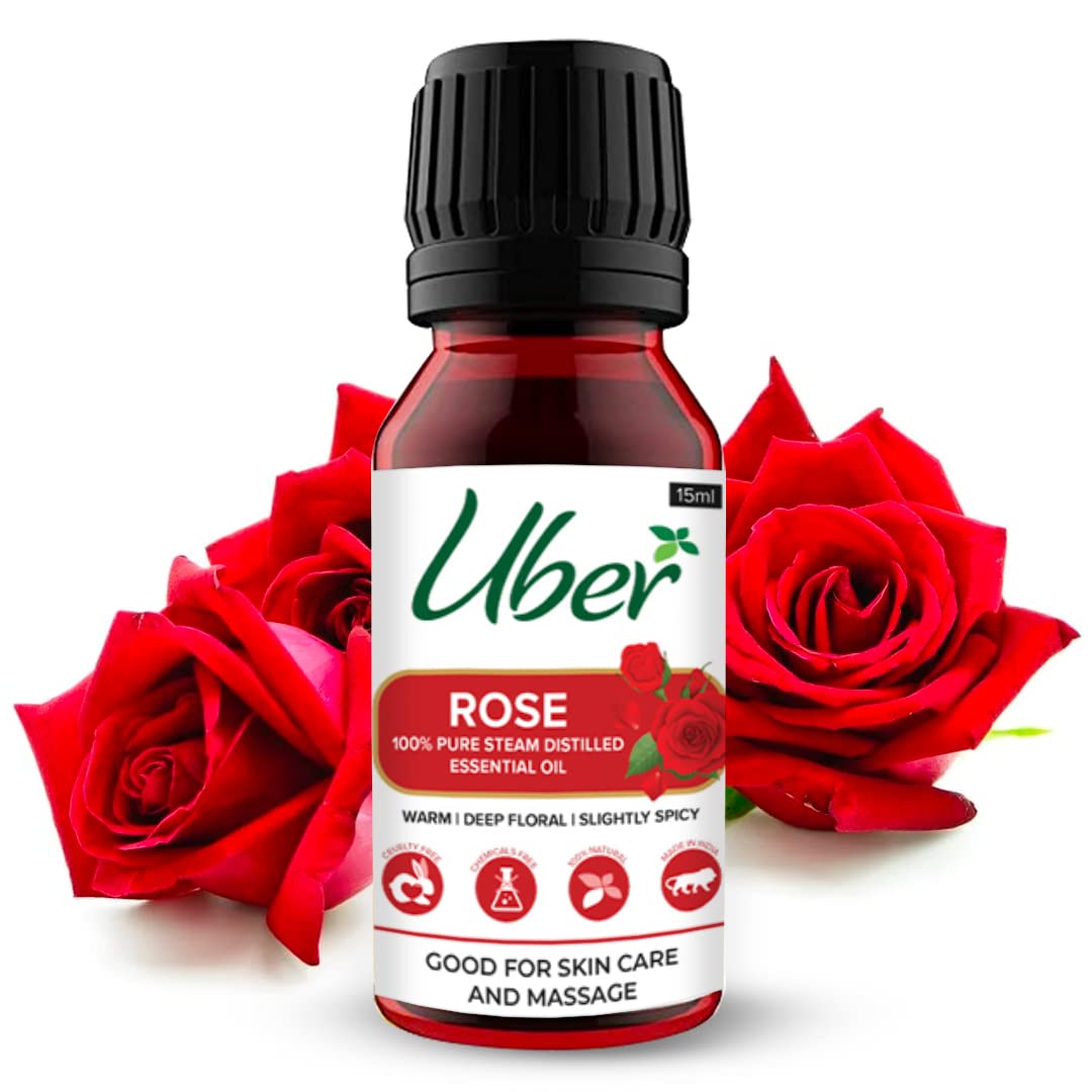 100% Pure Rose Essential Oil for Skin Care - Anti-Acne & Anti-Dandruff Treatment | Therapeutic Grade Aromatherapy Oil for Face & Hair | Unisex for All Skin Types (15ml) - Perfect for Massage, Diffuser & DIY Beauty Products