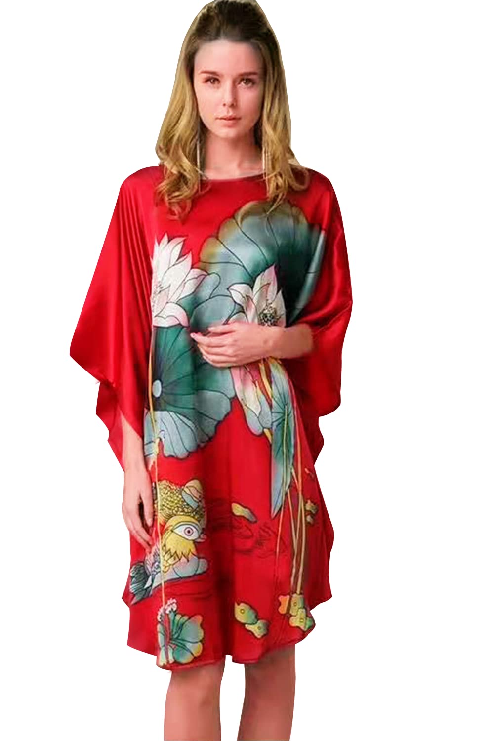 Women's 100% Silk Pajama Set & Floral Kimono Robe with Doll Sleeves - Luxurious Silk Sleepwear & Loungewear for Spa Nights, Bridal Showers & Relaxing at Home