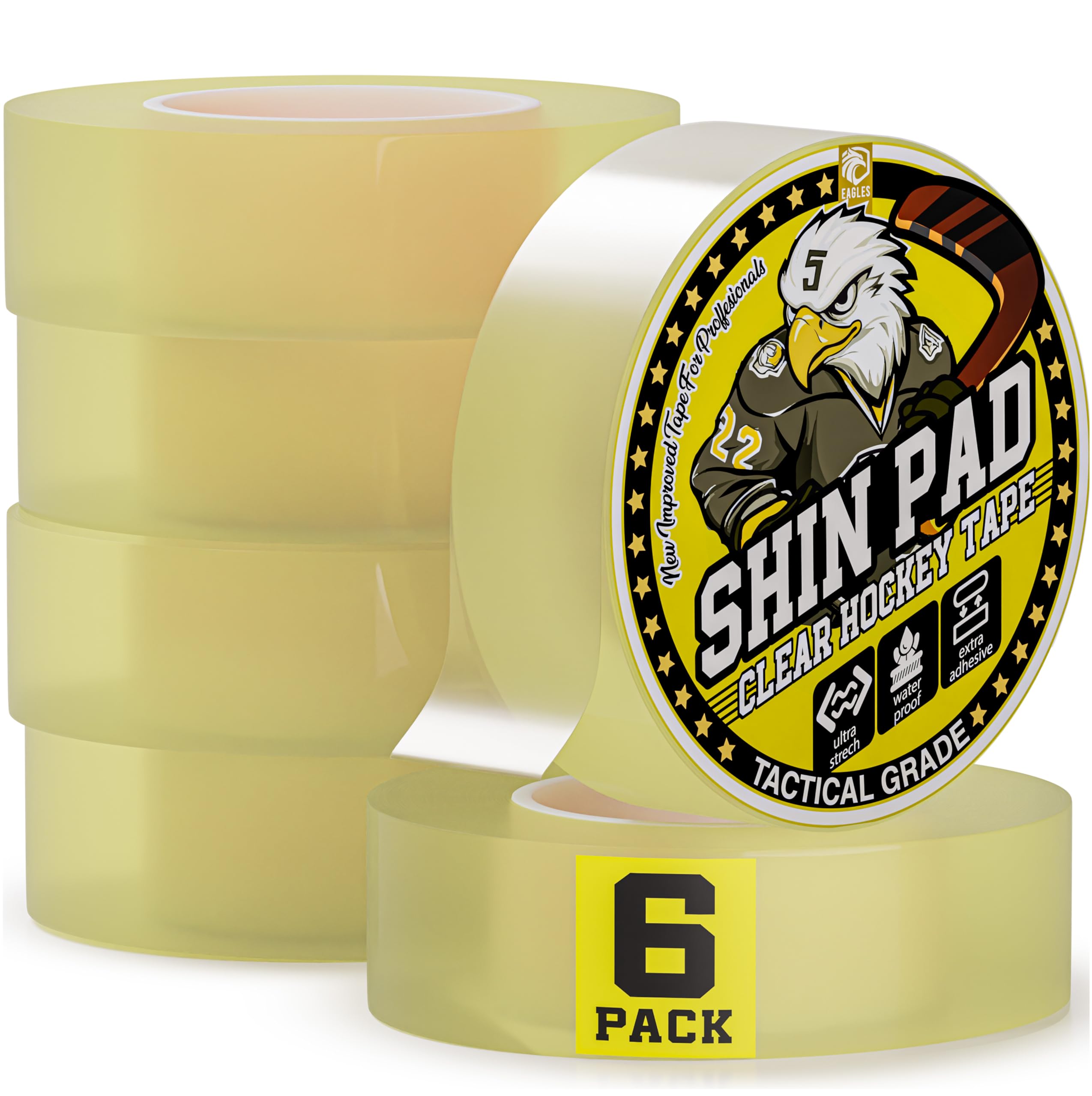 EAGLES Bulk Hockey Tape - Black, White & Clear - Strong Adhesive Sports Tape for Sticks, Blades & Equipment - Durable Cloth/PVC Hockey Accessories - Perfect for Players, Coaches & Sports Enthusiasts