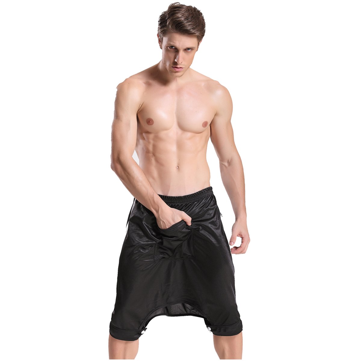 ECYC Men's Drop Crotch Harem Pants - Breathable Dance Sport Joggers, Baggy Half Pants with Pockets for Hip Hop, Yoga, and Streetwear Fashion