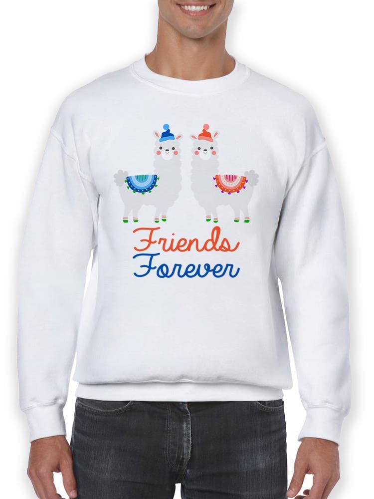 Friends Forever Llamas Sweatshirt for Men | Cute Alpaca Graphic Hoodie | Casual Pullover for Everyday Wear, Gifts & Friendship Apparel