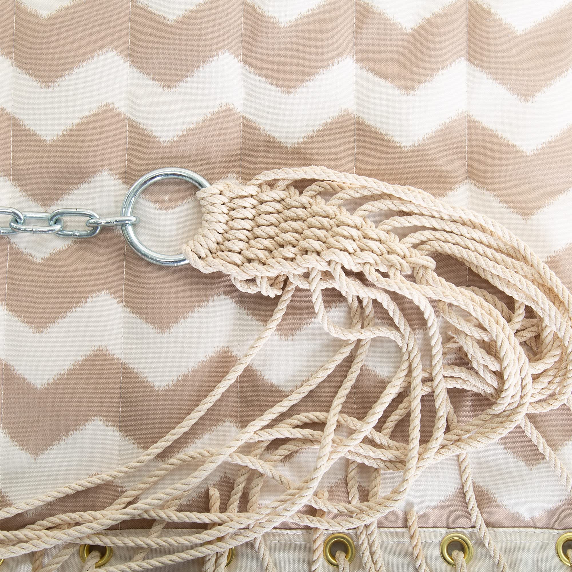 Castaway Living Large 11.5 ft Beige Chevron Polyester Quilted Hammock with Pillow - Includes Storage Bag, Extension Chains & Tree Hooks - 350 lb Weight Capacity - Perfect for Backyard, Patio, Camping & Beach Relaxation