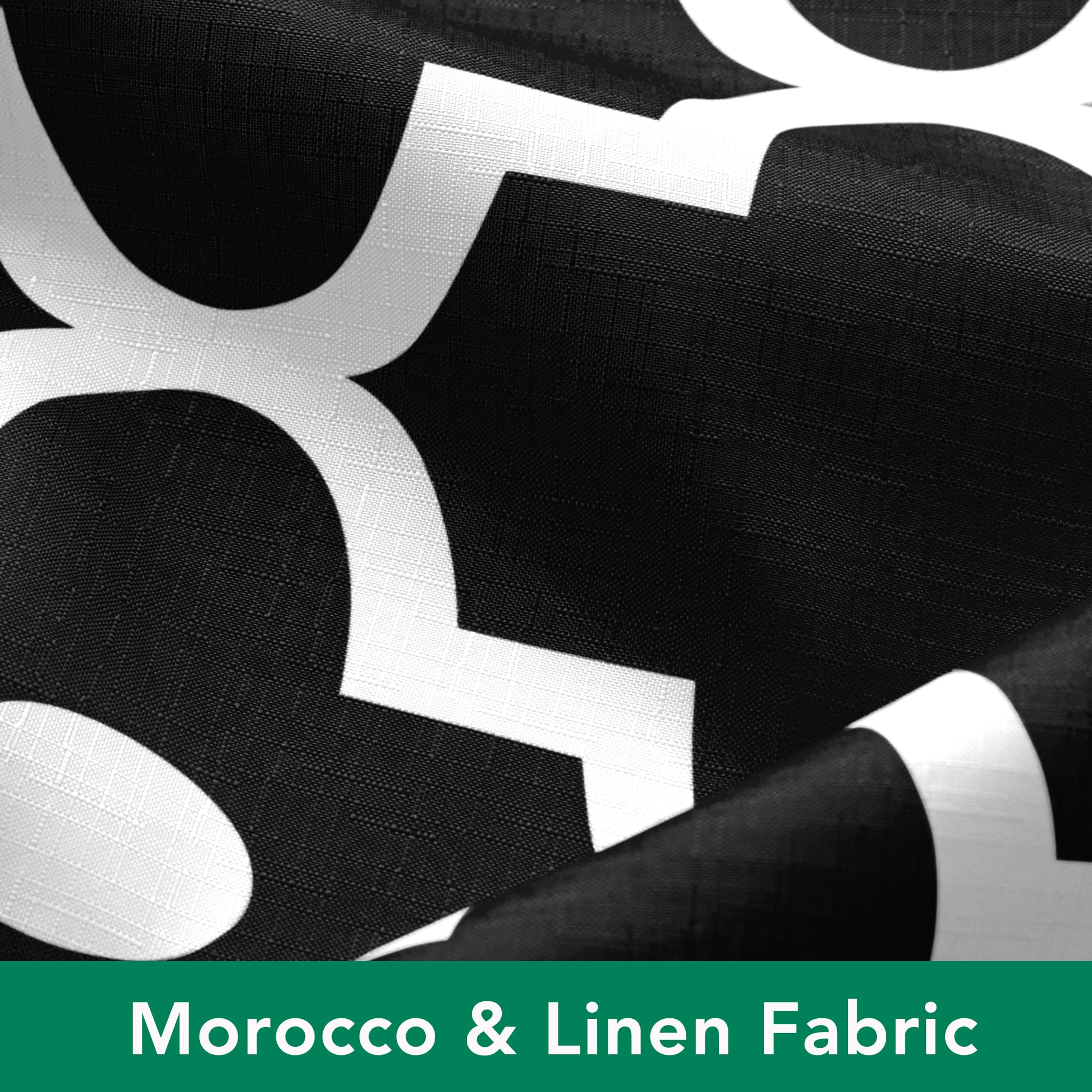 Biscaynebay Textured Fabric Shower Curtain 72x72 Inches - Black Morocco Pearl Printed Linen Bath Curtain for Modern Bathroom, Hotel Luxury Quality, Machine Washable | Perfect for Spa-Like Bathrooms & Upscale Hotel Decor