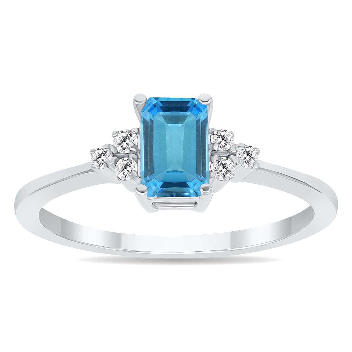 10K White Gold Gemstone & Diamond Ring - Emerald, Sapphire, Blue Topaz, Amethyst | Elegant Jewelry for Women, Perfect for Weddings, Anniversaries & Special Occasions