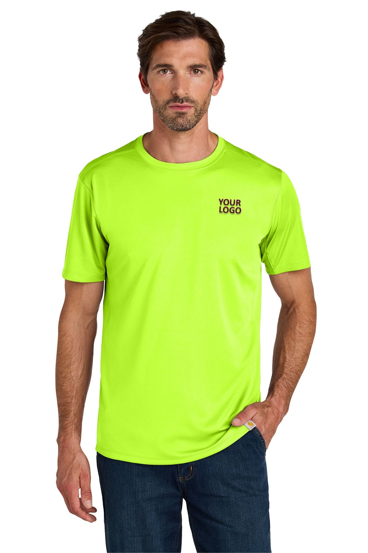 Carhartt Force Sun Defender Short Sleeve Moisture Wicking Work T-Shirt - Brite Lime - UPF 50+ Sun Protection for Outdoor Work & Hiking