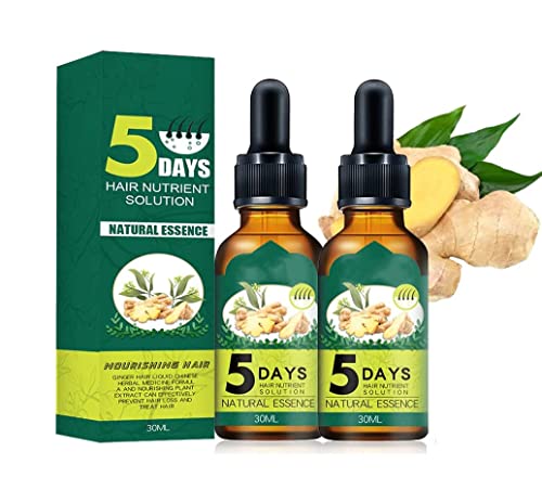 Shouga Essence Hair Growth Oil - 5 Days Ginger Hair Growth Serum for Thicker & Longer Hair - Natural Hair Loss Treatment with Ginger Germinal Oil (2 Pack) - Perfect for Daily Scalp Massage & Hair Care Routine