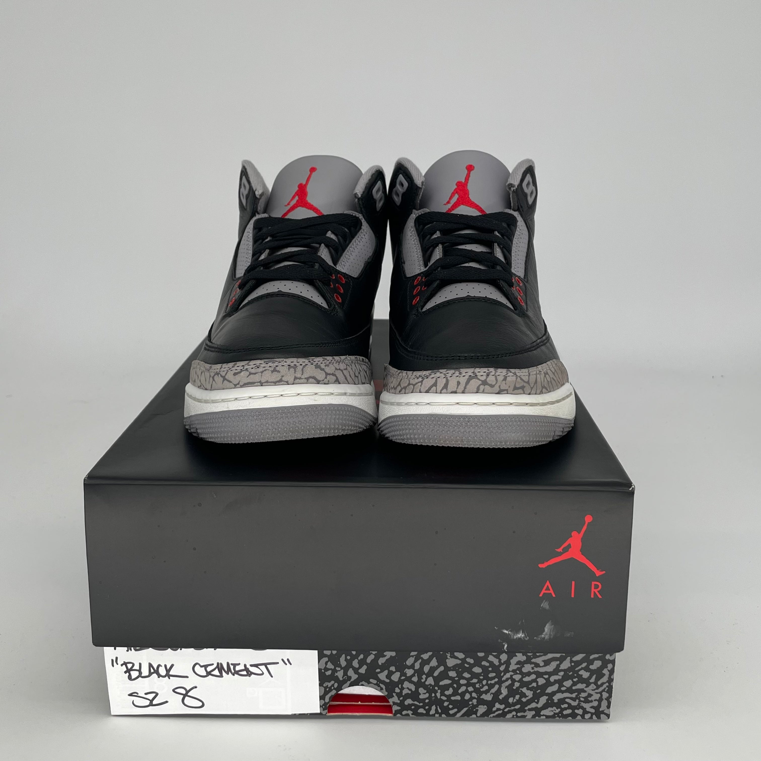 Original Air Jordan 3 Retro 'Black Cement' Men's Basketball Shoes Size 8 (DN3707-010) - Classic Sneakers for Streetwear & Basketball Games
