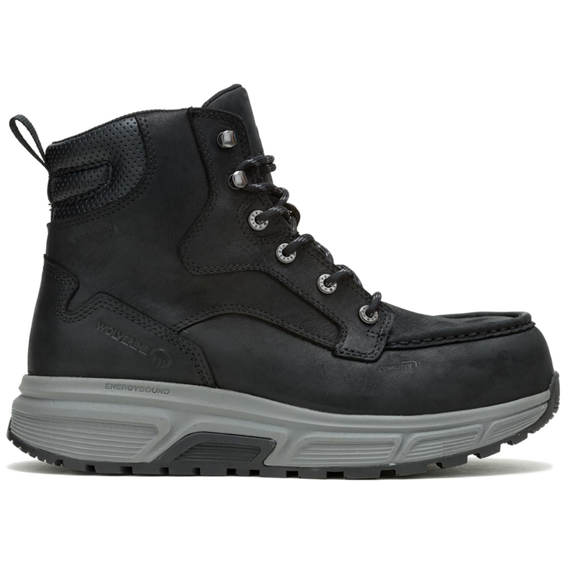 Ride Wedge EnergyBound Moc Toe 6 CarbonMax Work Boots for Men - Black Steel Toe Safety Shoes for Construction, Warehouse & Outdoor Work