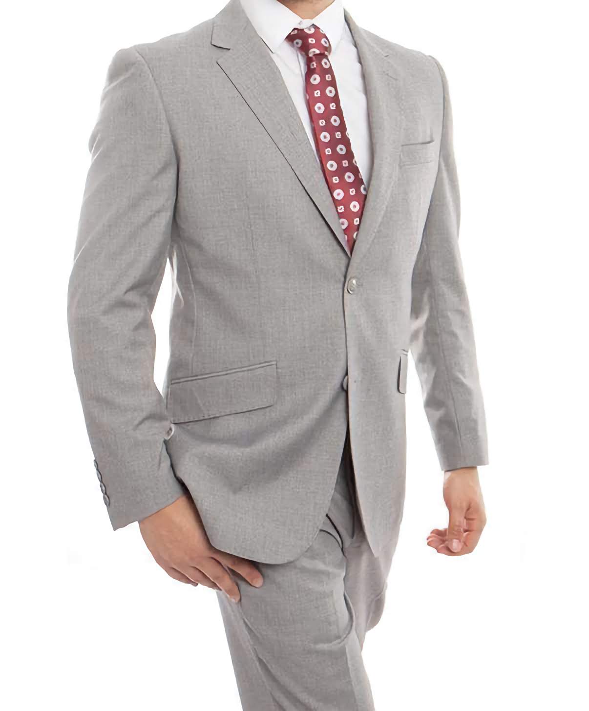 Premium Italian Wool Suit for Men - Modern Fit 2-Piece Gray Business Suit | Perfect for Weddings, Office & Formal Events