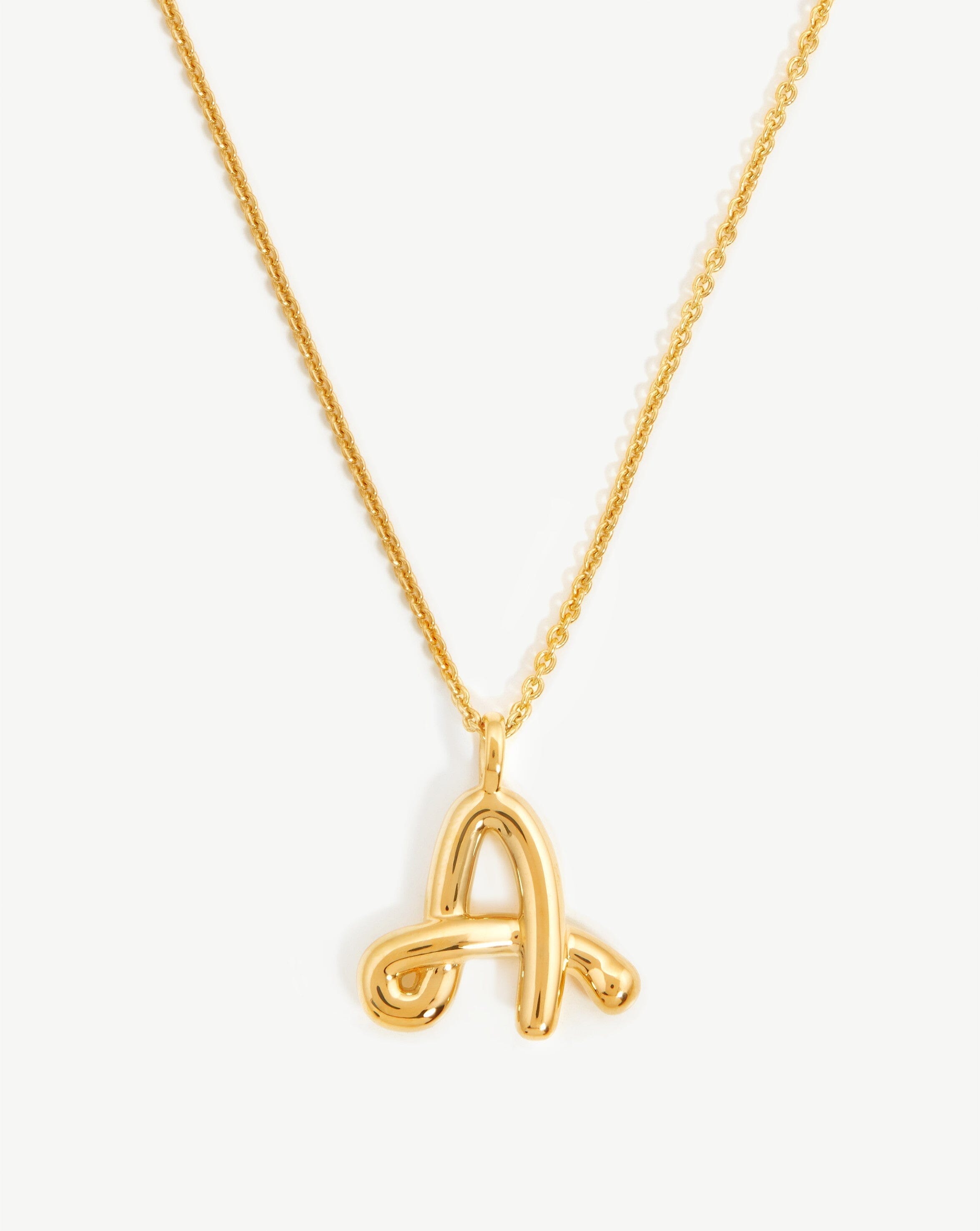 18K Gold Vermeil Curly Molten Initial Pendant Necklace - Letter A | Personalized Jewelry Gift for Women, Birthday, Anniversary, Valentine's Day