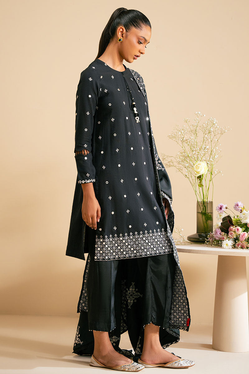 Monochrome Haze 2-Piece Set (Shirt & Dupatta) - Stylish Ethnic Outfit for Women | Perfect for Festivals, Weddings & Special Occasions