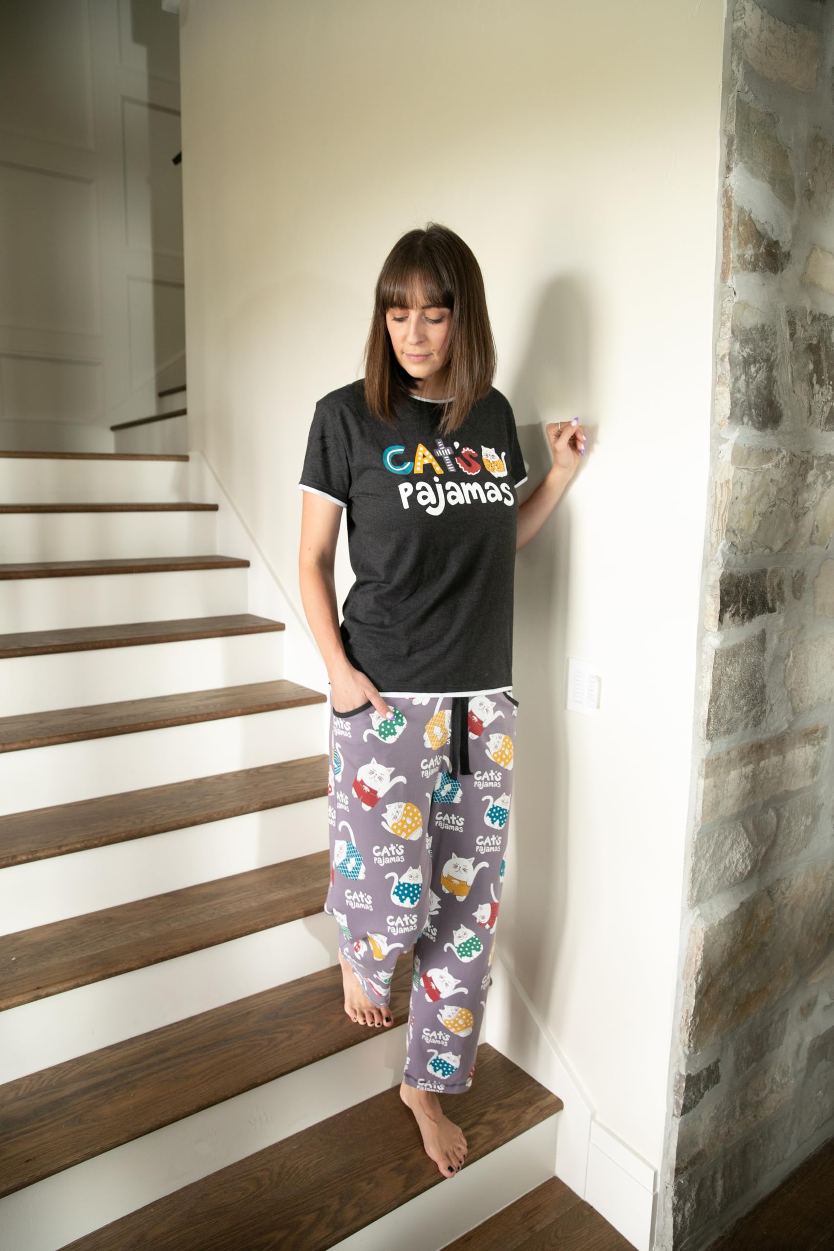 Cozy Women's Pajama Set - Cute Cat & Dog Print Sleepwear Pants for Women | Soft & Comfortable Loungewear for Relaxing at Home, Sleepovers & Cozy Nights