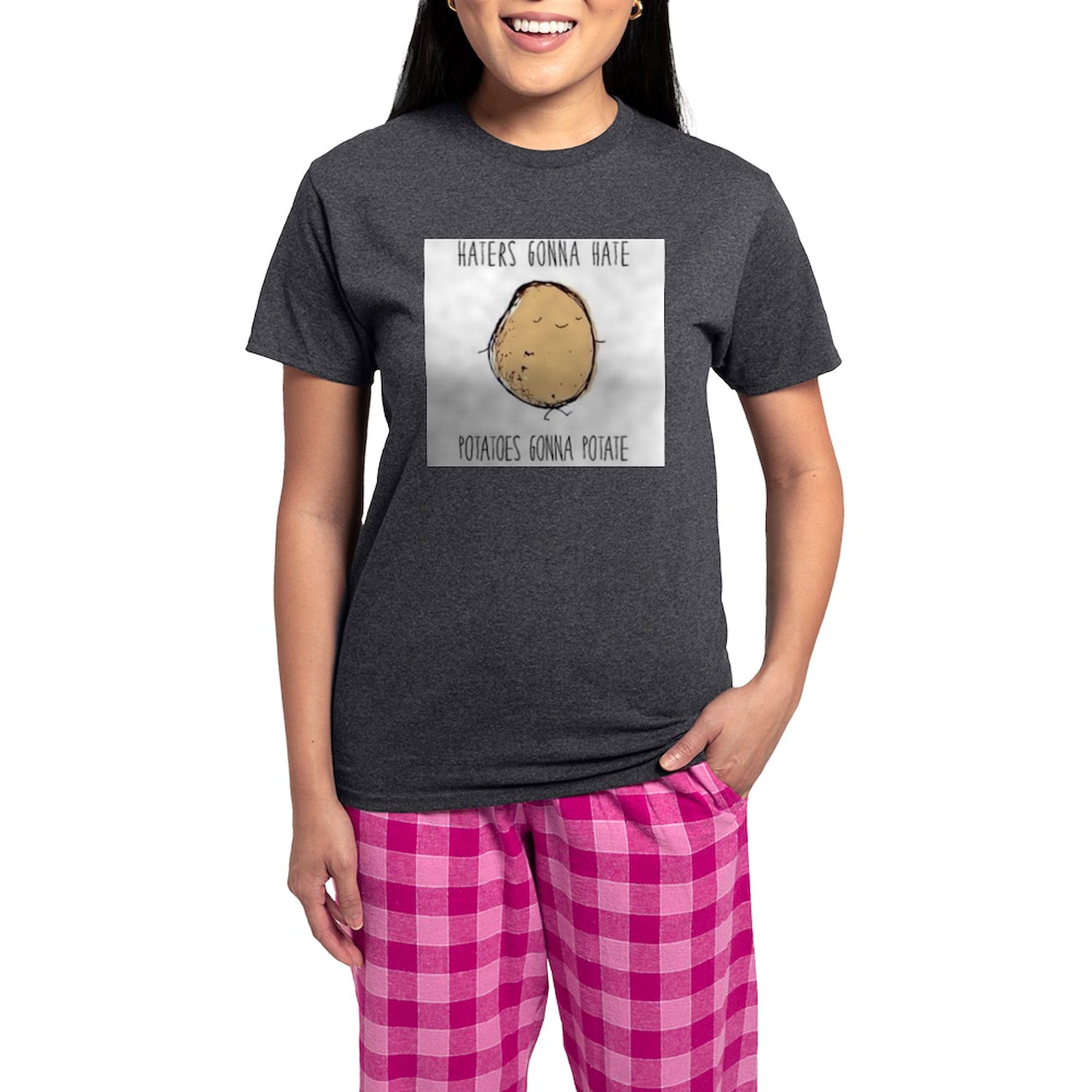 CafePress Haters Gonna Hate, Potatoes Gonna Potate Women's Novelty Pajama Set - Soft Charcoal Sleepwear for Women, Funny Matching Pajamas for Sleepovers, Girls Night In, and Relaxing at Home