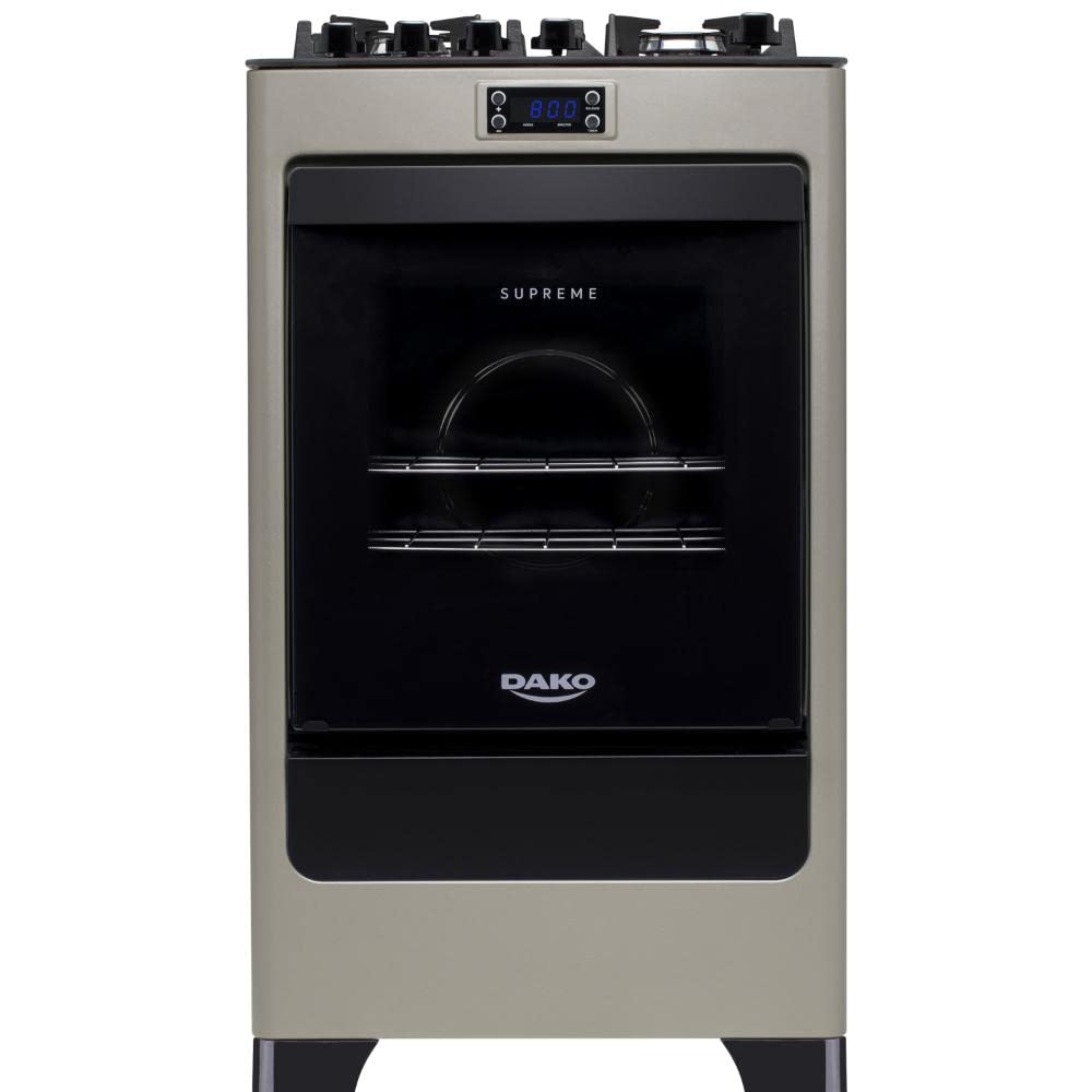 Dako Supreme 4-Burner Gas Stove with Timer, Glass Top & Titanium Finish - Bivolt for Home & Restaurant Cooking