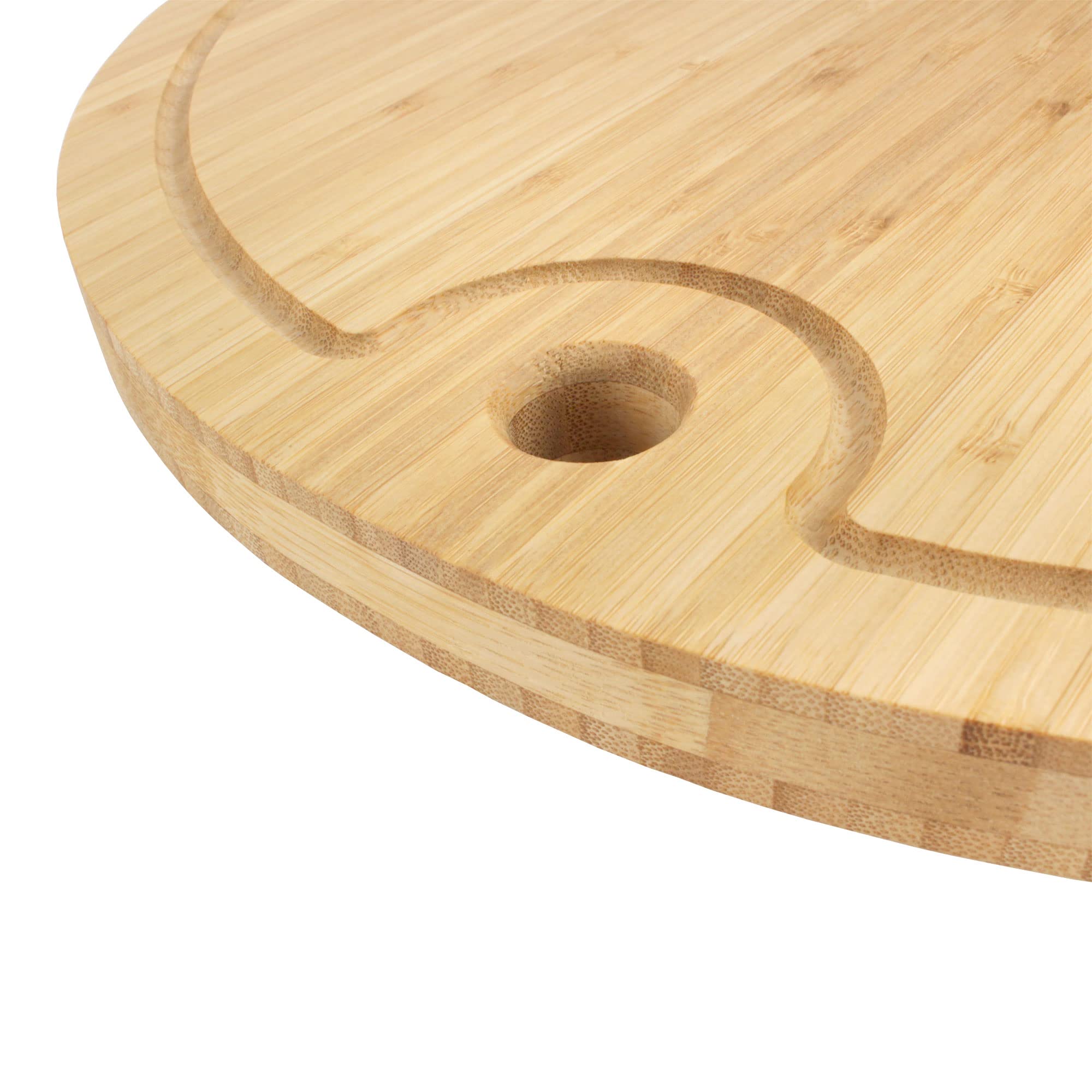 Premium Bamboo Round Cutting Board & Charcuterie Serving Tray - 15