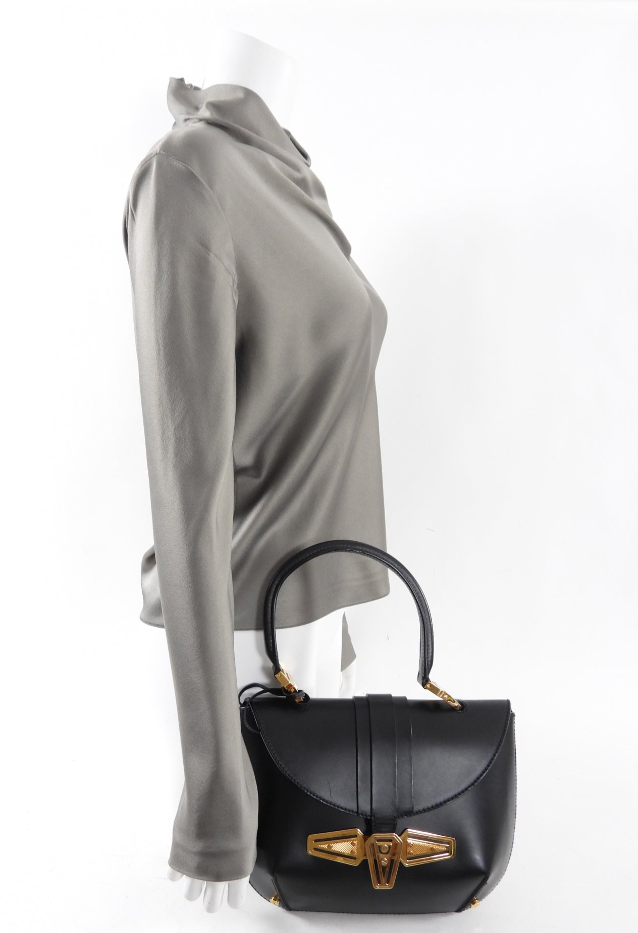 Balenciaga 2007 Black Tron Handbag with Gold Clasp - Luxury Designer Shoulder Bag for Women, Perfect for Evening Parties & Special Occasions