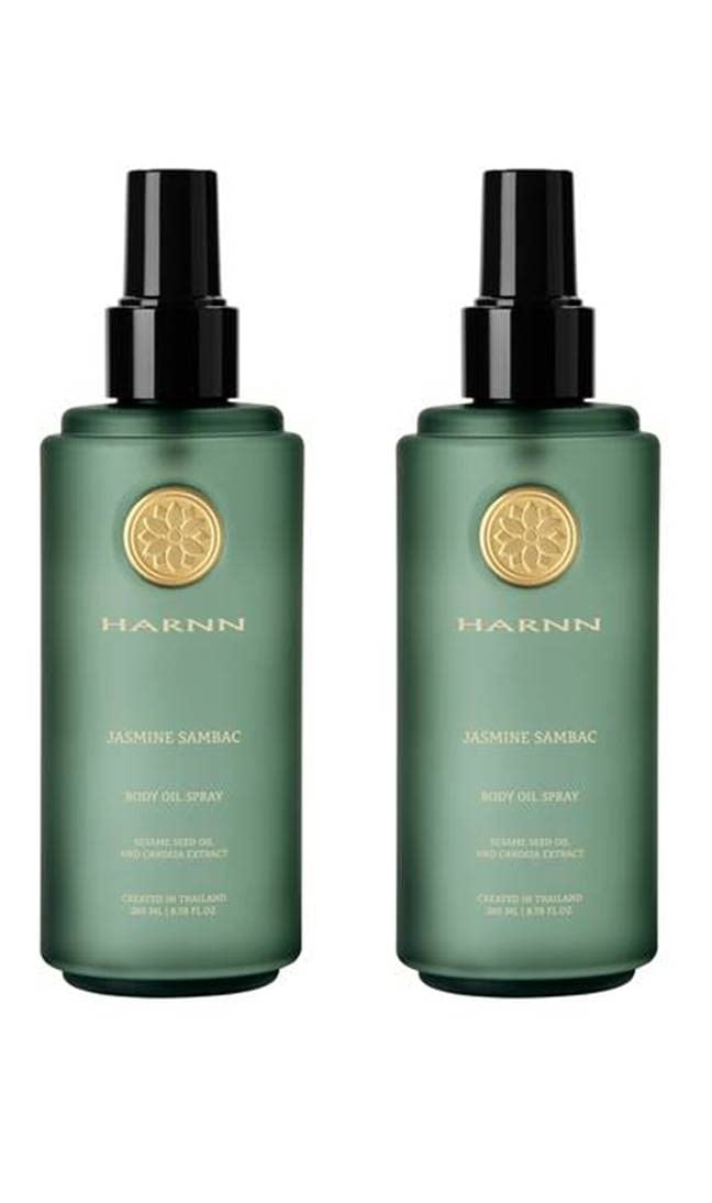 HARNN Jasmine Sambac Body Oil Spray 8.79 Fl Oz (260ml) - 2 Pack Set, Moisturizing & Relaxing Aromatherapy Body Mist for Women, Perfect for Massage, Spa, Yoga & Nighttime Skincare Routine