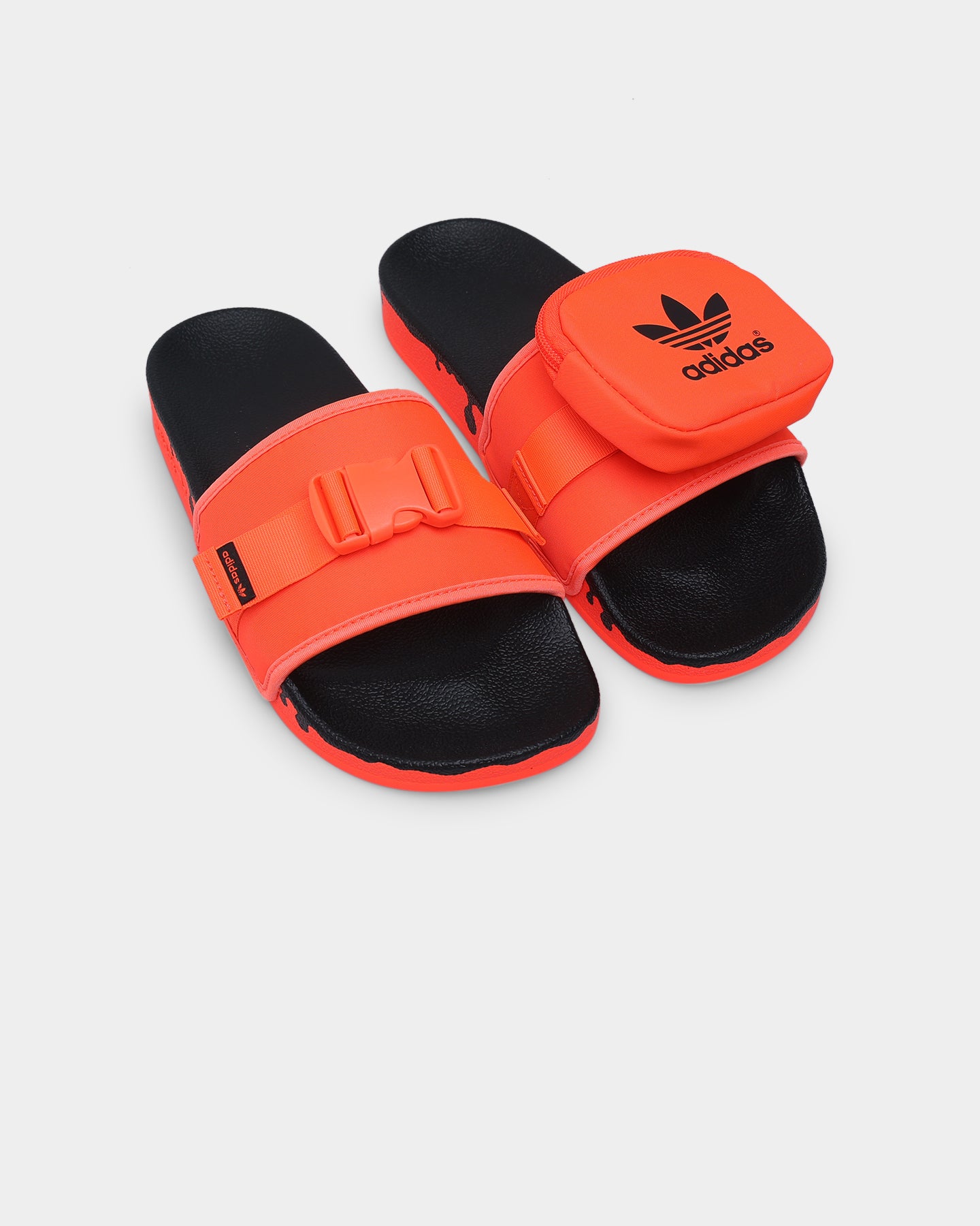 Adidas Pouchylette Slides for Men & Women - Solar Red/Core Black - Comfortable Summer Sandals for Beach, Pool & Casual Wear