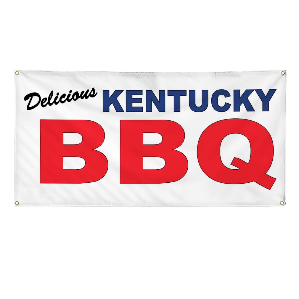 Premium Vinyl Banner - 48x96 Inches, Weatherproof & Durable with 8 Grommets - Perfect for Kentucky BBQ Restaurants, Food Trucks & Outdoor Events - Ideal for Yard Signs, Industrial Use & Advertising