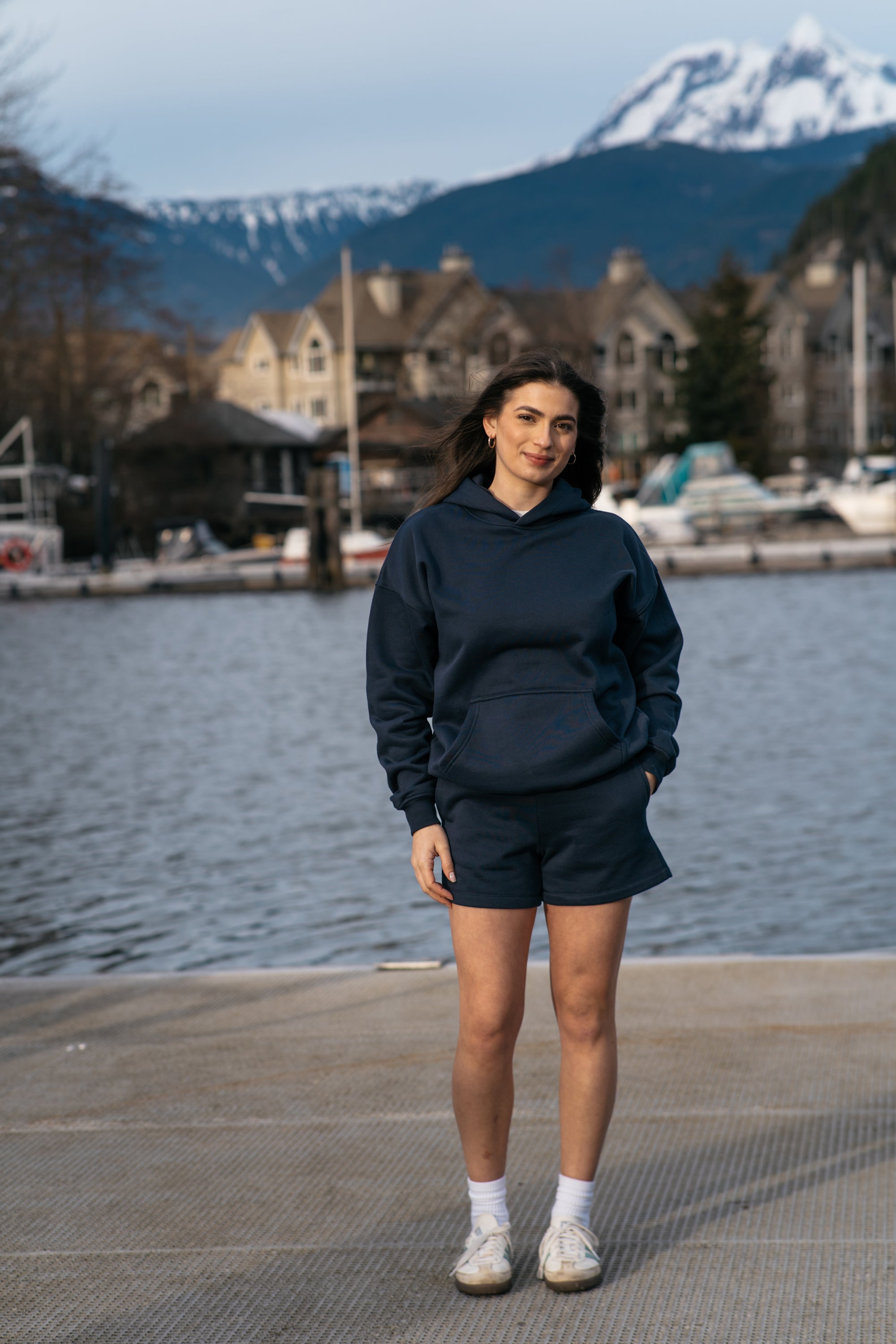 Cozy Navy Blue Oversized Fleece Lounge Set for Women - Soft & Warm Two-Piece Outfit - Perfect for Relaxing at Home, Lounging, or Casual Wear