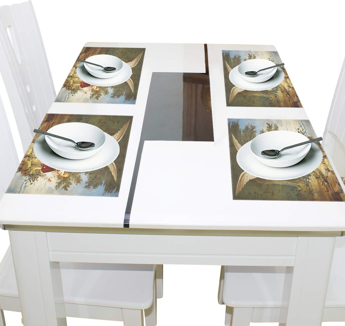 MOYYO Guardian Angel Heat-Resistant Non-Slip Placemat - Washable Polyester Table Mat for Dining & Kitchen Decor (1-Piece) - Perfect for Holiday Dinners, Family Gatherings & Everyday Use
