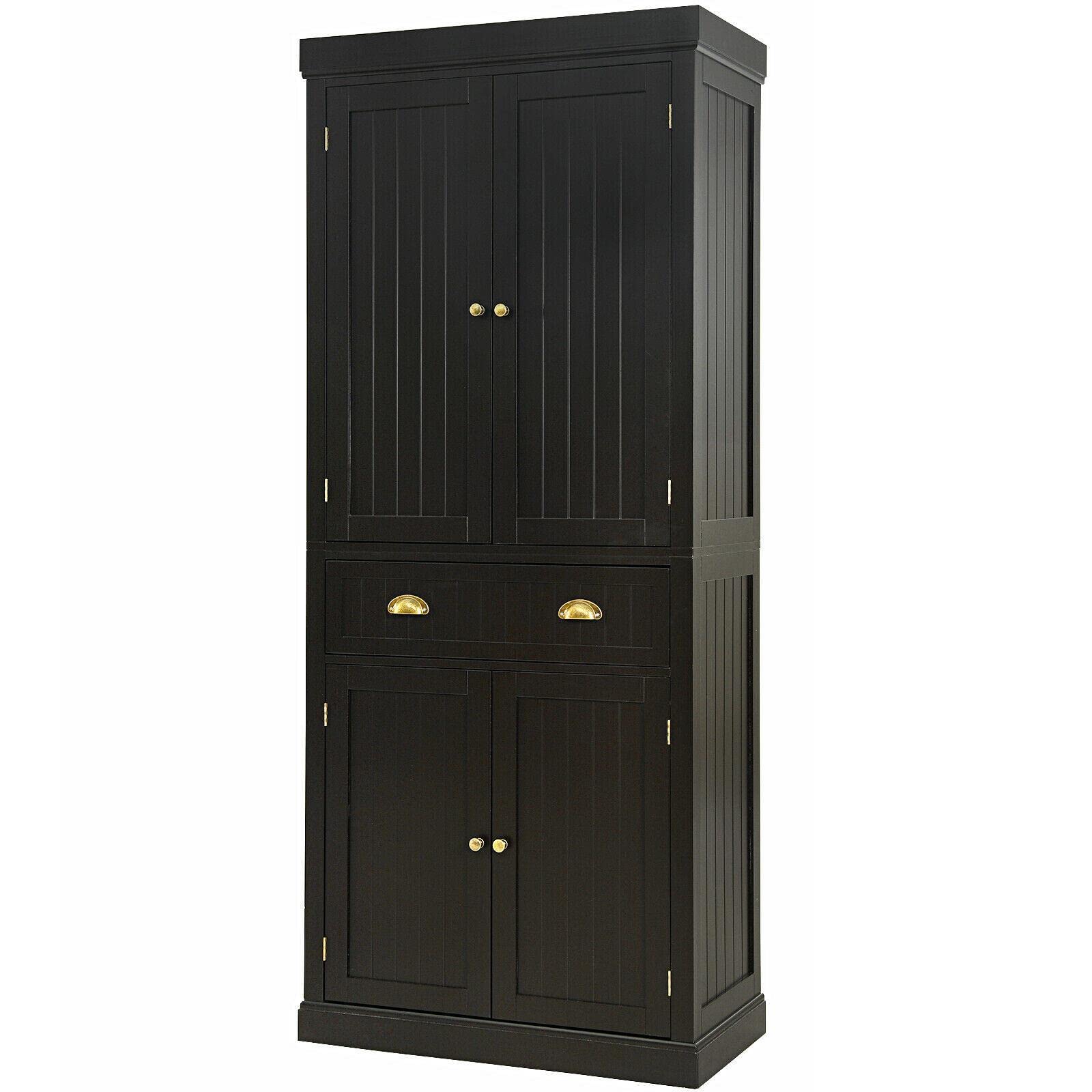 Freestanding Kitchen Pantry Cabinet with Adjustable Shelves - Espresso Finish for Kitchen Storage & Organization | Perfect for Small Spaces, Apartments, and Home Organization