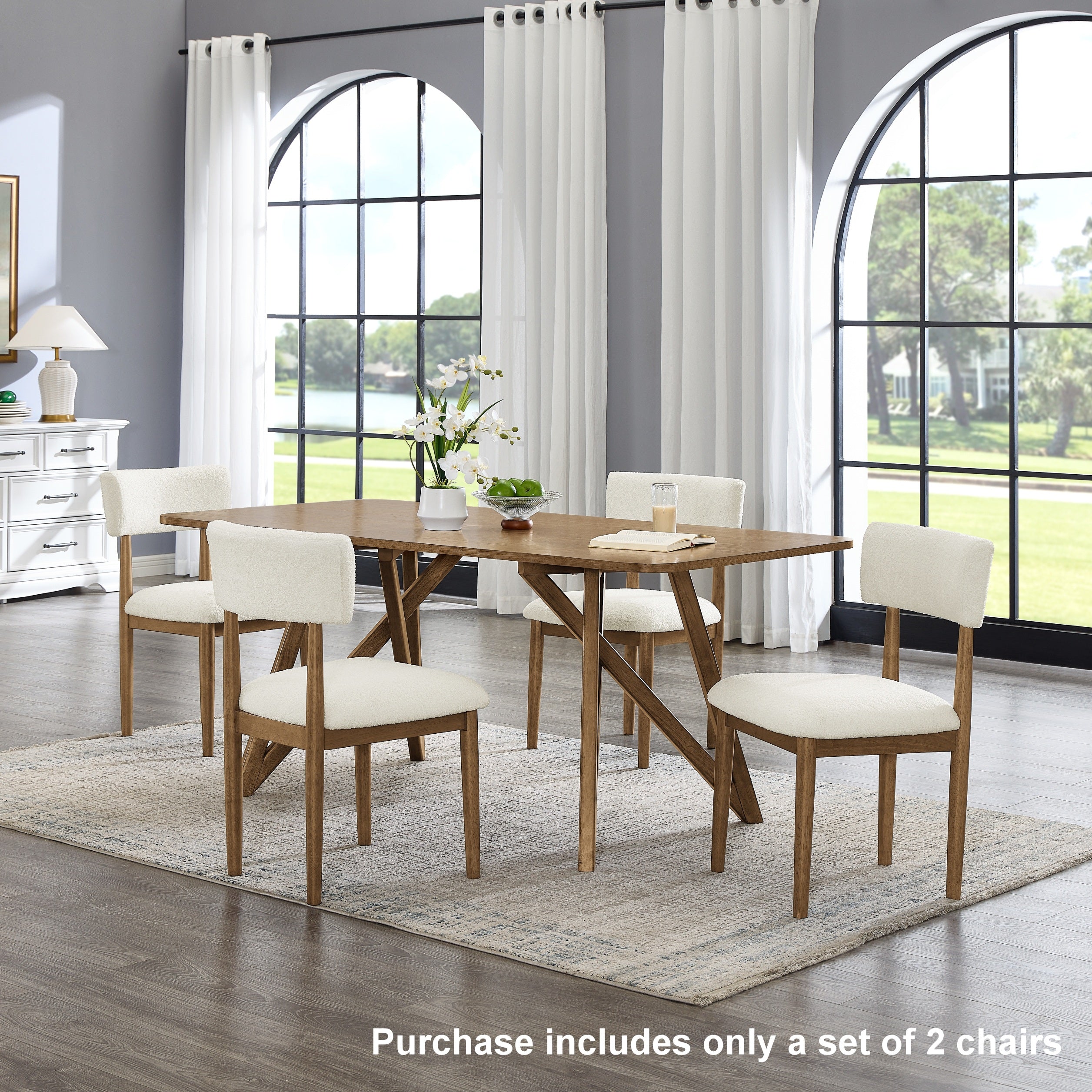 Roundhill Furniture Ellis Boucle Upholstered Dining Chairs Set of 2 - Modern Velvet Accent Chairs for Kitchen, Dining Room & Home Decor