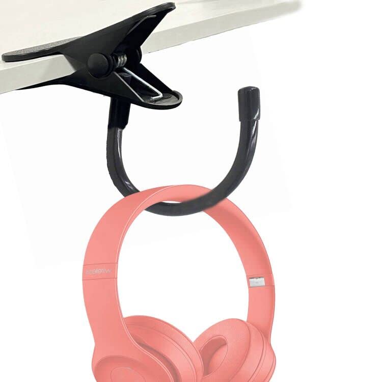 AUXPhome Adjustable Headphone Hook Holder - Desk Mount Hanger for Headphones & Headsets - Clamp-On Style Fits Thick Desks (50MM) - Vertical & Horizontal Mounting - Perfect for Office, Gaming & Home Workspace Organization