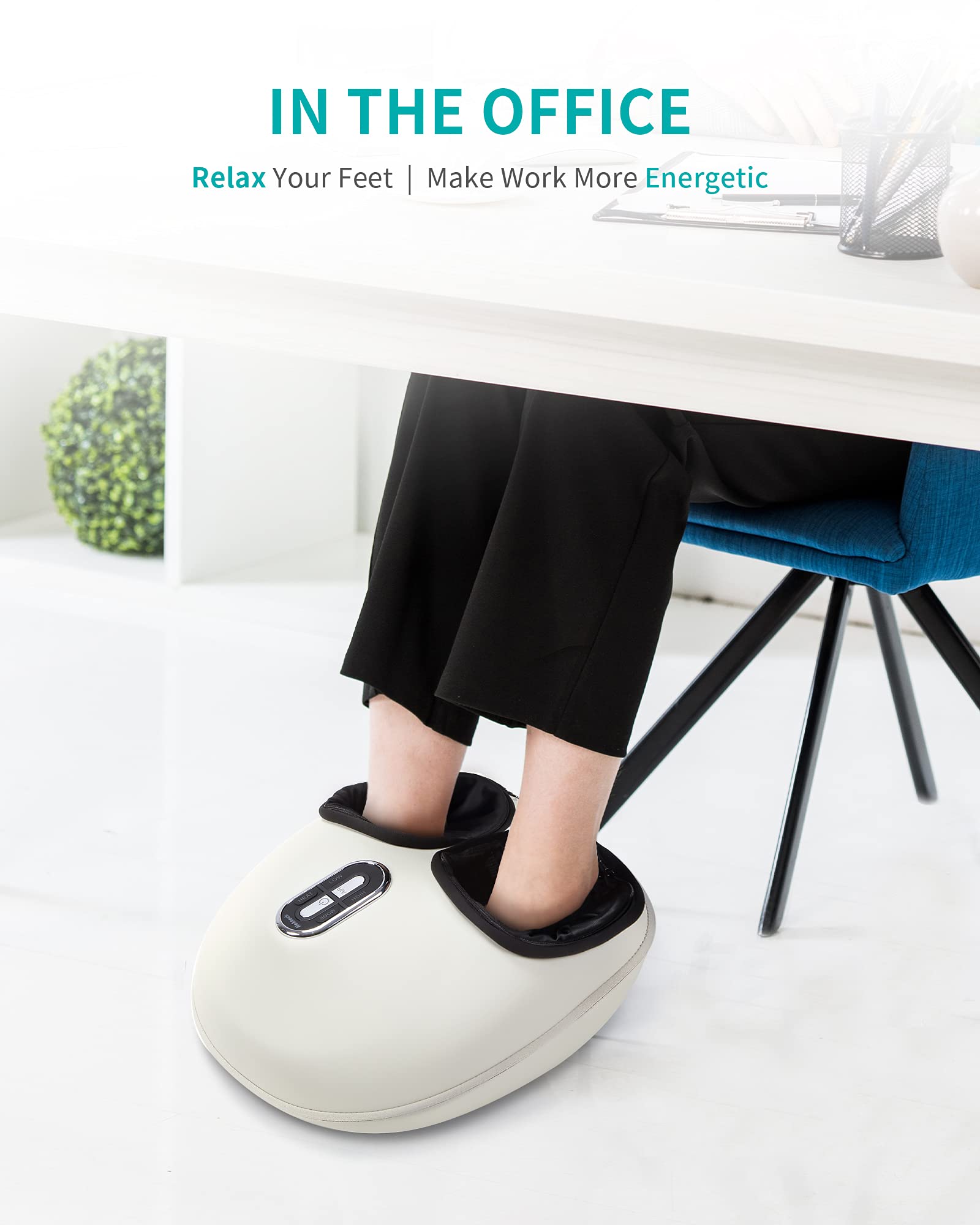 Nekteck Shiatsu Foot Massager with Heat Therapy, Deep Kneading & Air Compression - Relieves Foot Pain, Improves Blood Circulation - Perfect for Home, Office & Post-Workout Recovery (Beige) - Ideal for Relaxation, Stress Relief & Foot Wellness After Long Workdays or Exercise