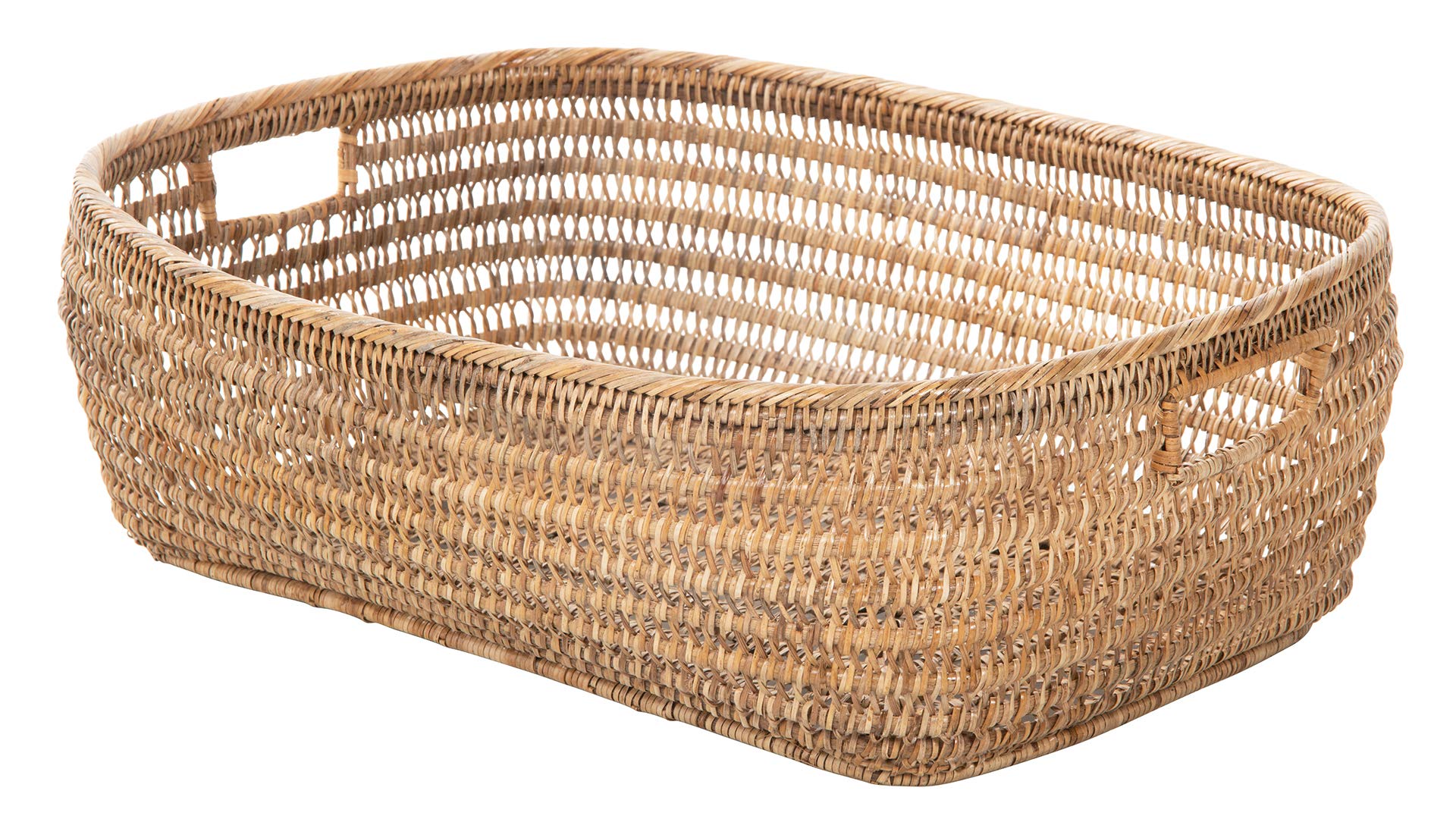Kouboo Cambria Open Weave Basket - Natural Honey Brown Woven Storage Bin for Home Organization | Perfect for Blankets, Toys, and Laundry in Living Room, Bedroom, or Nursery