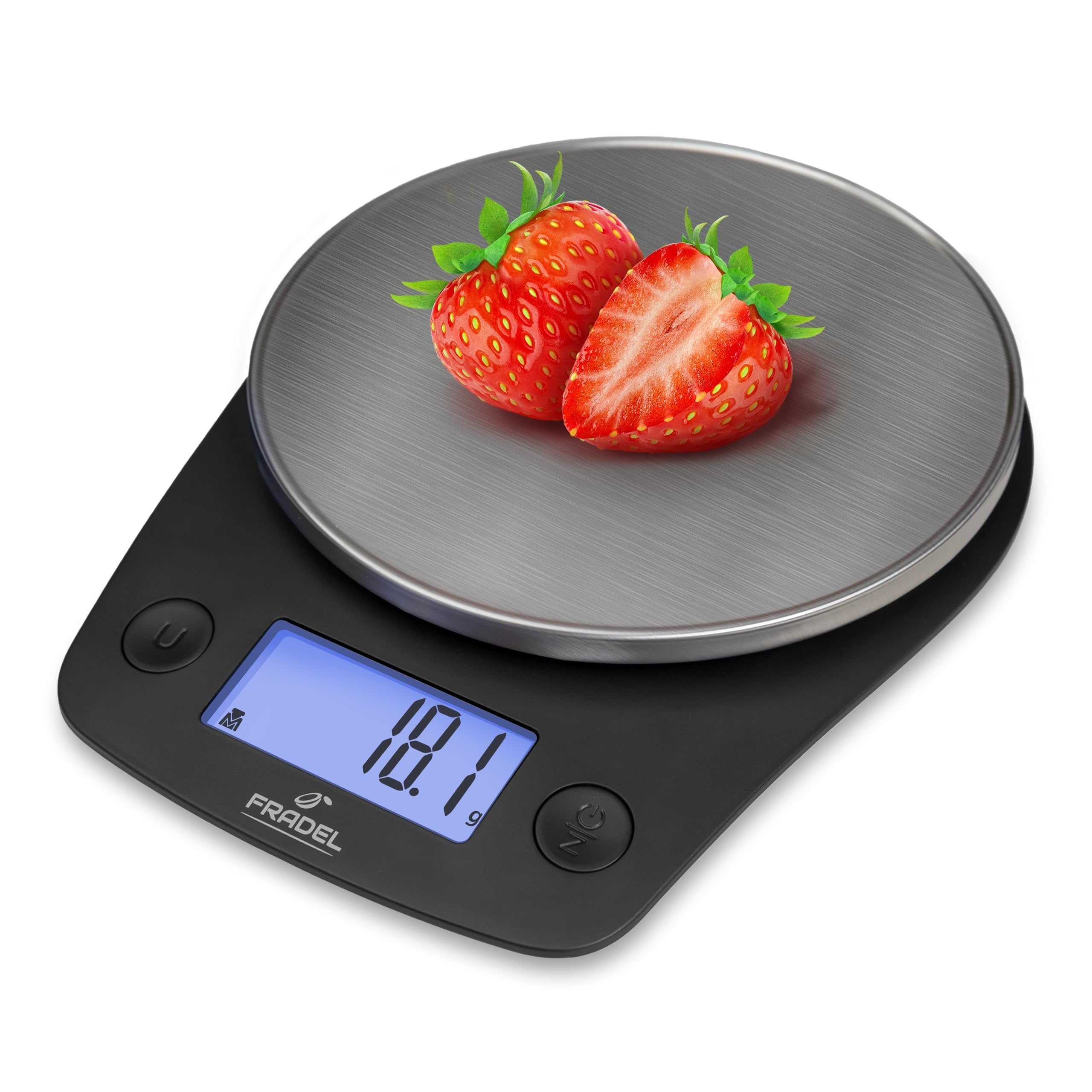 Fradel 0.1g Precision Digital Kitchen Scale - 11lb Capacity in Grams & Ounces for Cooking, Baking, Meal Prep & Weight Loss - Compact Round Design - Perfect for Home, Office & Travel Use