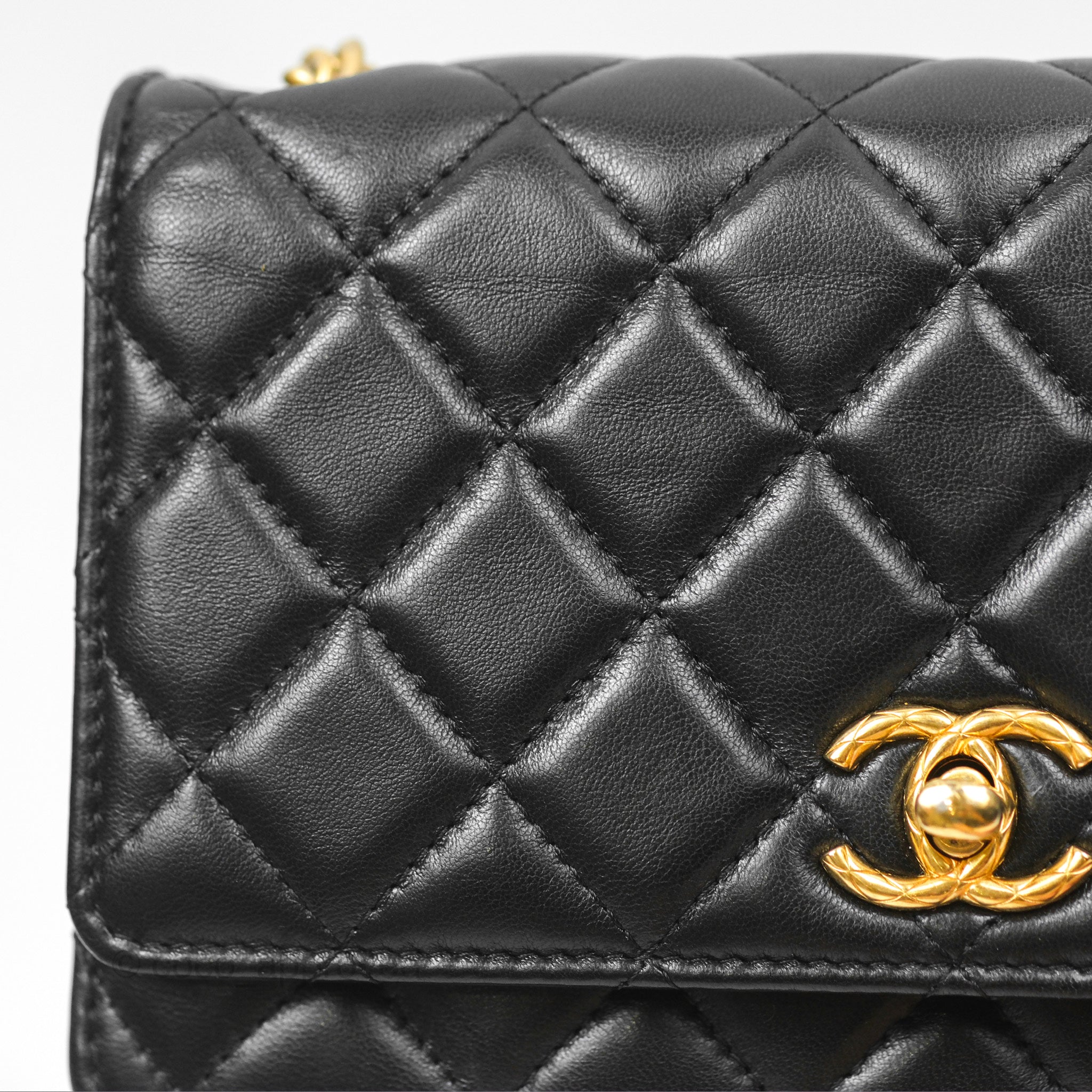 Chanel Quilted Lambskin Wallet on Chain WOC with Adjustable Strap - Black 22K Gold-Tone Hardware | Perfect for Evening Events, Parties & Everyday Luxury