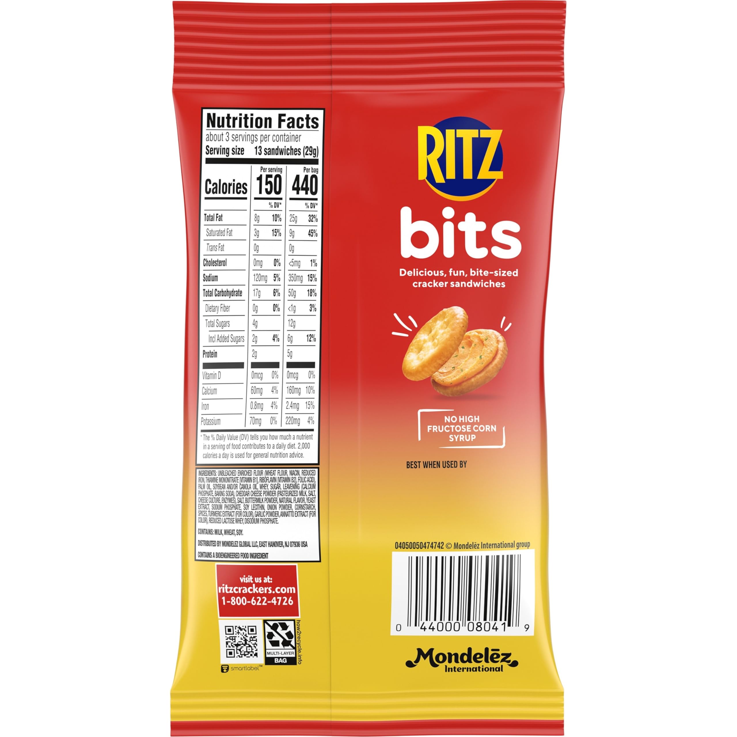Spicy Queso Sandwich Crackers | RITZ Bits Bulk Snacks for Kids & Adults | 12 Pack (3 oz Bags) | Perfect for School Lunch, Office Snacks & On-the-Go Munching
