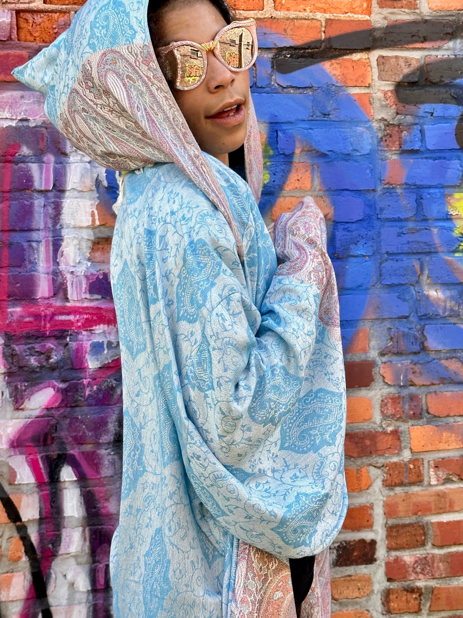 PASH ROBE Blue Clouds - Soft & Cozy Women's Bathrobe for Spa, Lounge & Home Relaxation