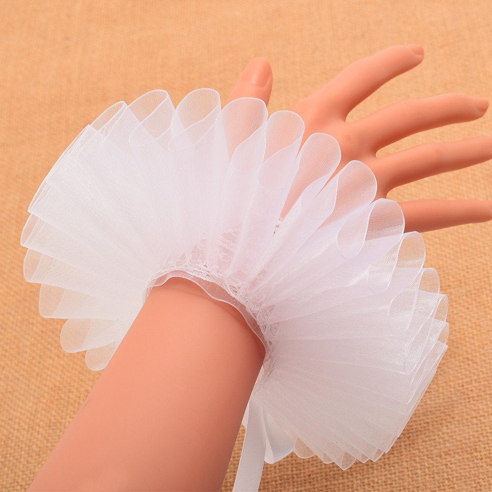 GraceArt Victorian Elizabethan Ruff Collar - Elegant Lace Neck & Wrist Cuffs for Renaissance Faire, Dickens Festival, Cosplay & Historical Reenactment