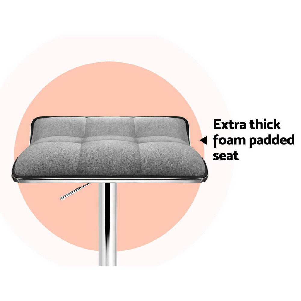 2-Pack Adjustable Height Bar Stools with Linen Upholstery and Gas Lift Mechanism - Perfect for Kitchen Islands, Breakfast Nooks & Home Bars