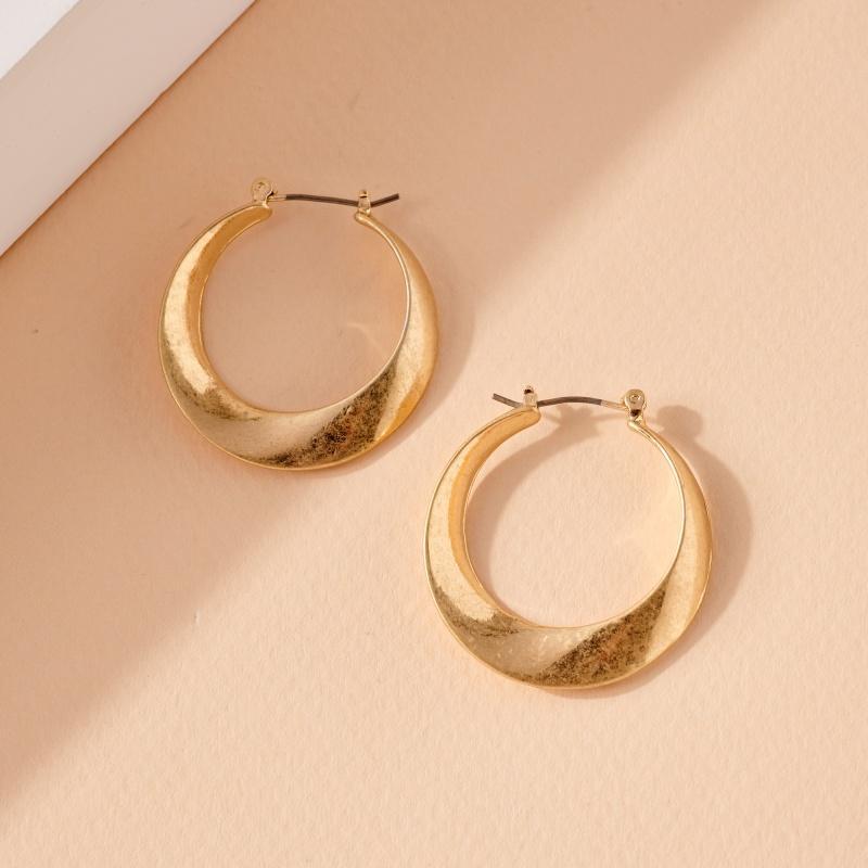 Gold Brushed Hoop Earrings for Women - Trendy Minimalist Dainty Everyday Jewelry - Perfect for Office, Date Night & Casual Outfits